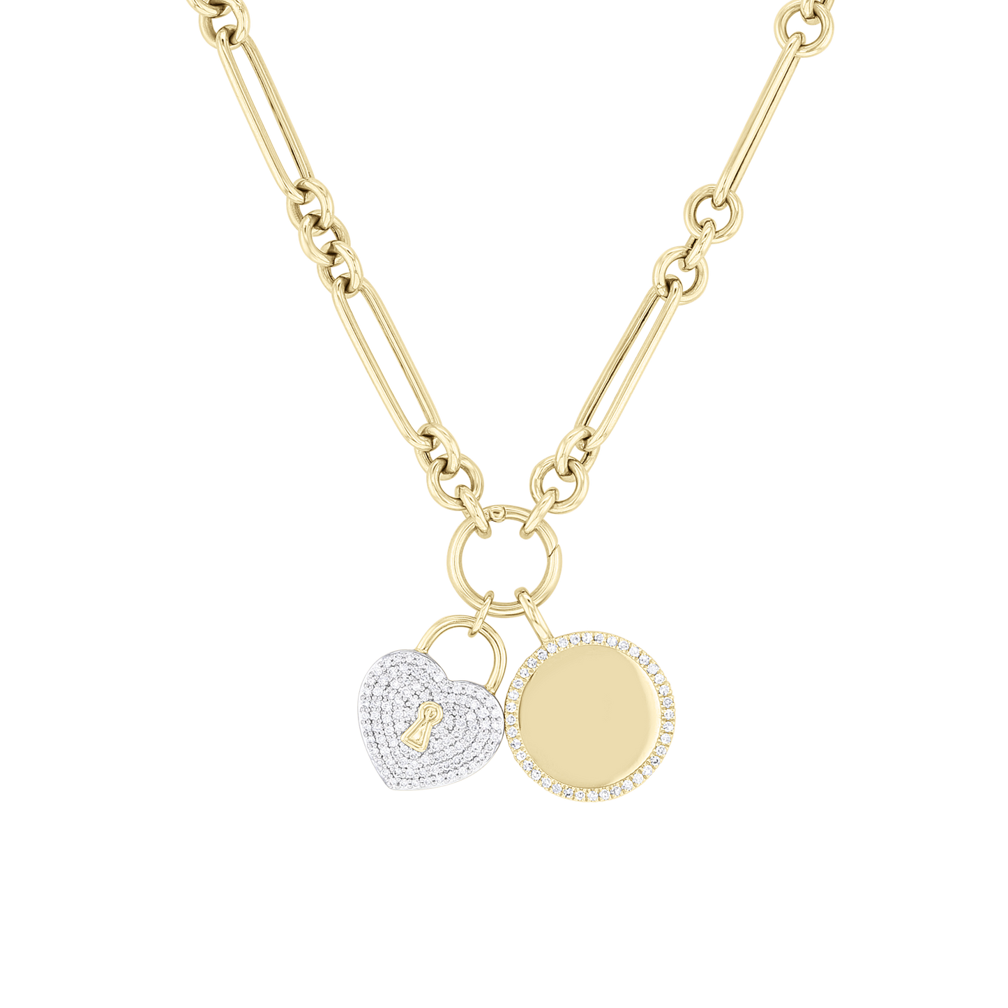 Long Link Chain Charm-Ring Necklace