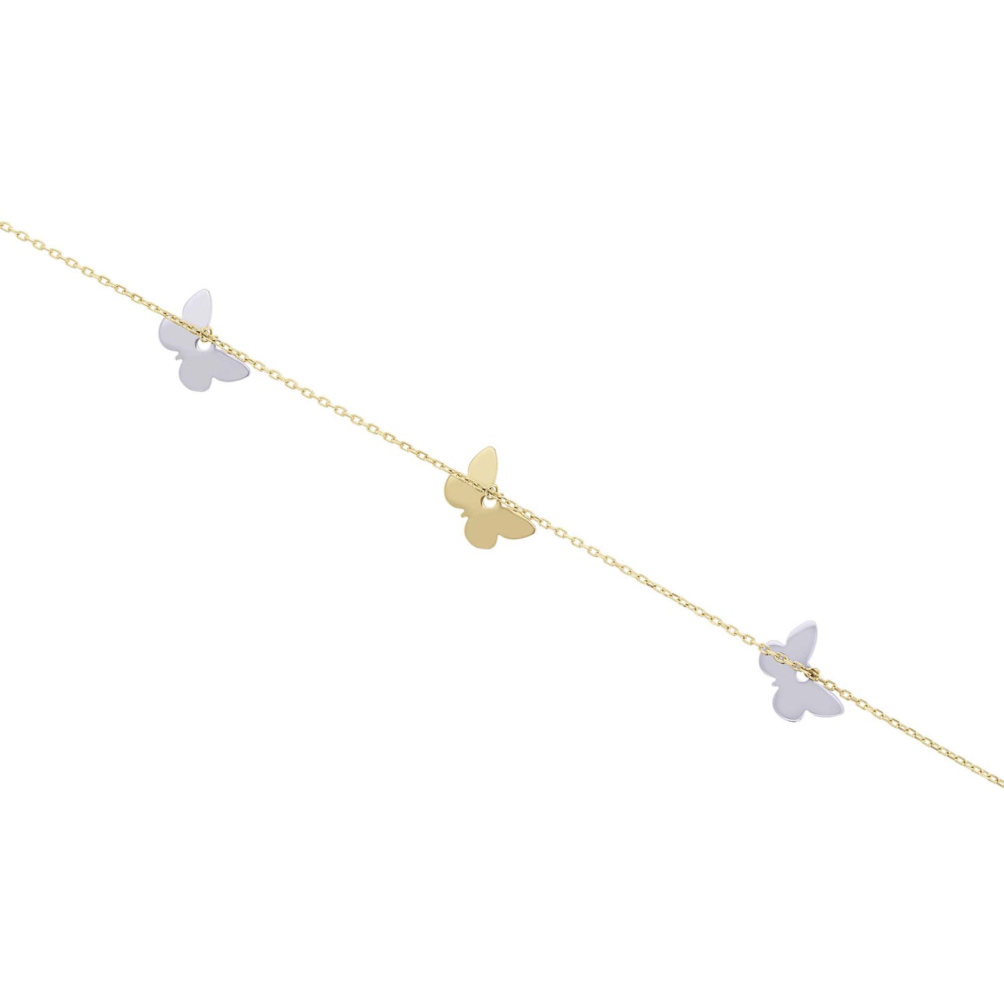 Two-Tone Butterfly Gold Anklet
