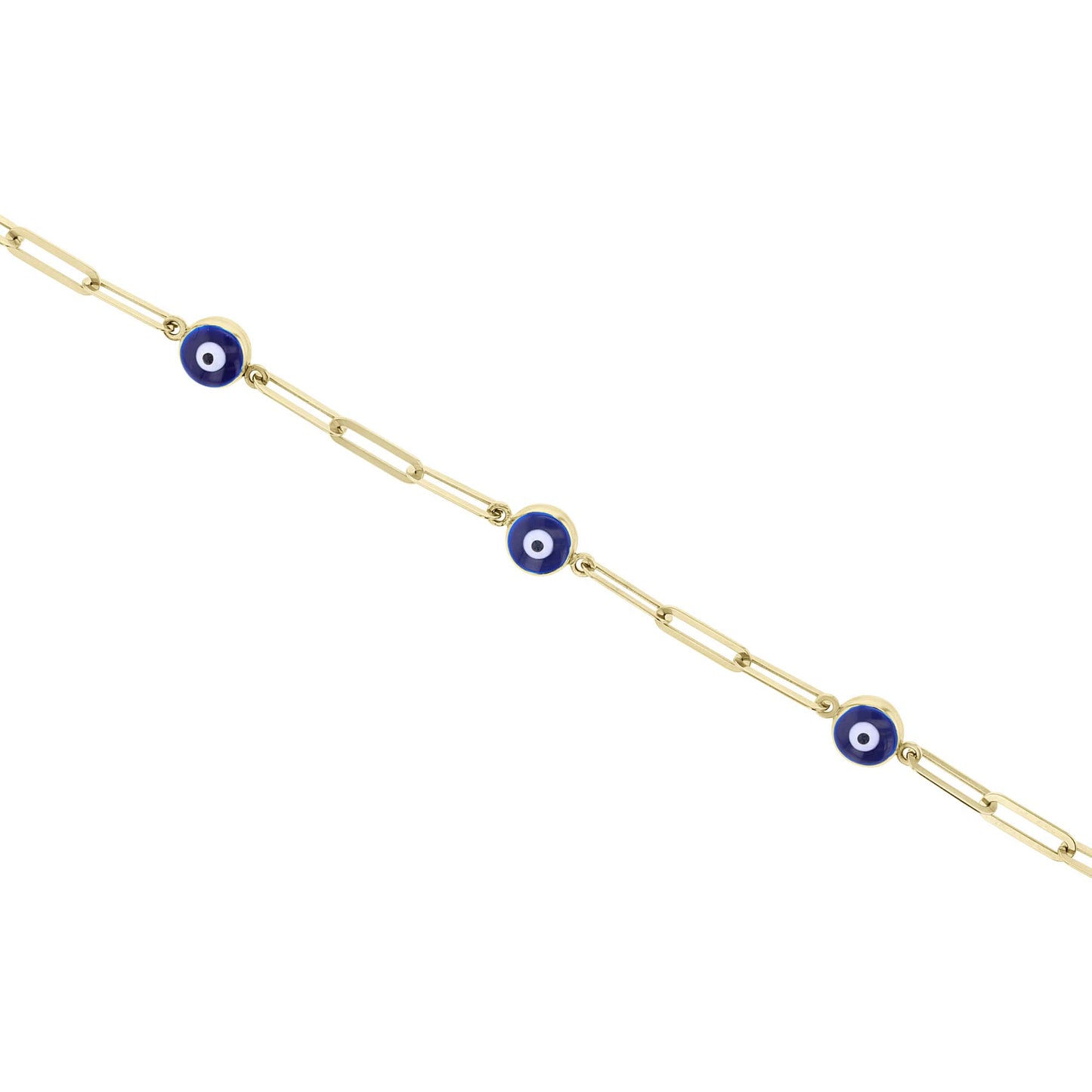 Evil Eye Paper Clip Link Chain Bracelet