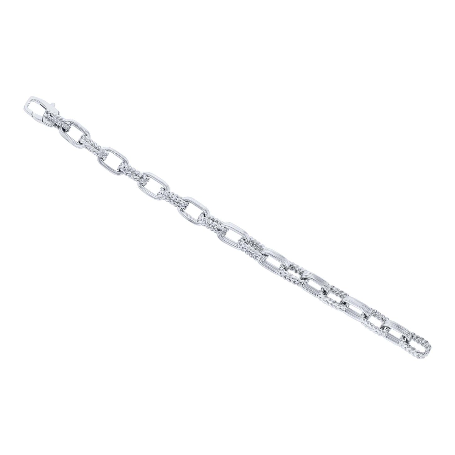 Silver Provincial Textured Link Chain Bracelet