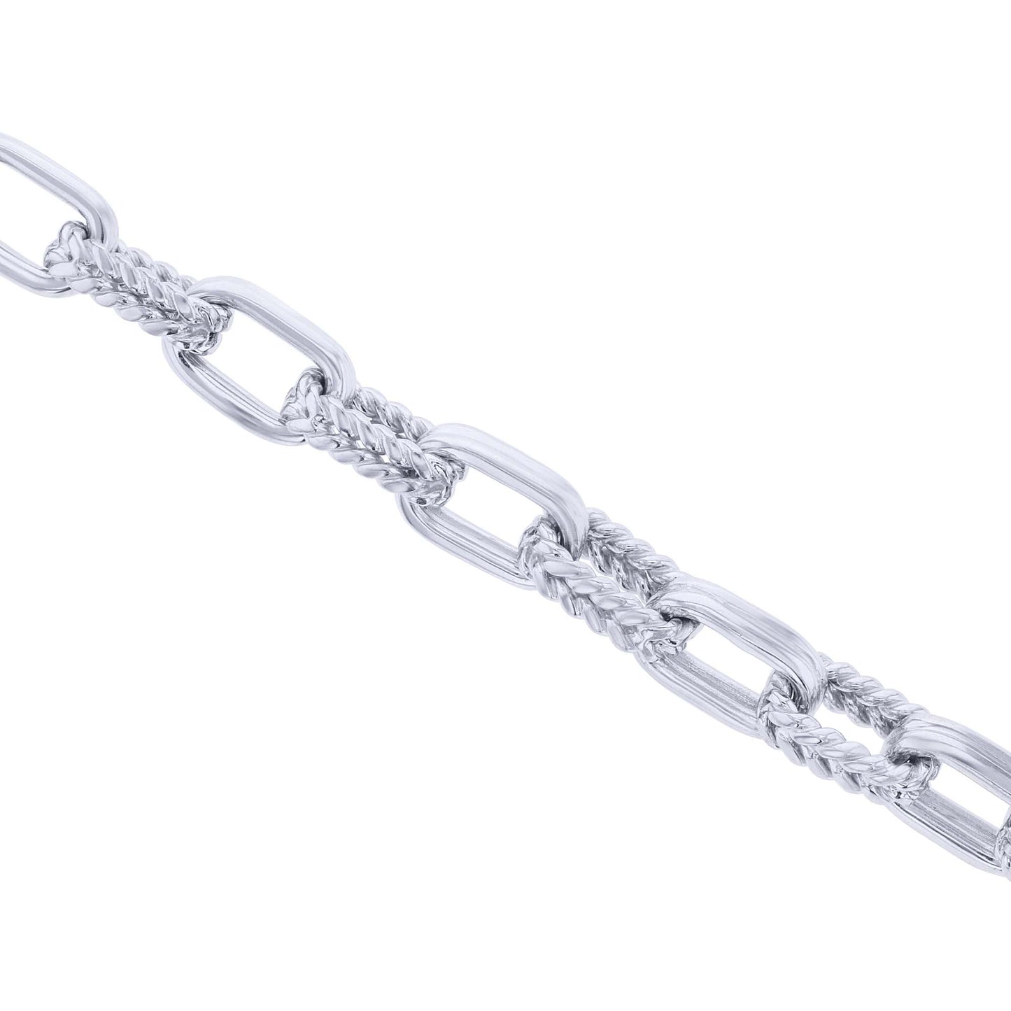 Silver Provincial Textured Link Chain Bracelet