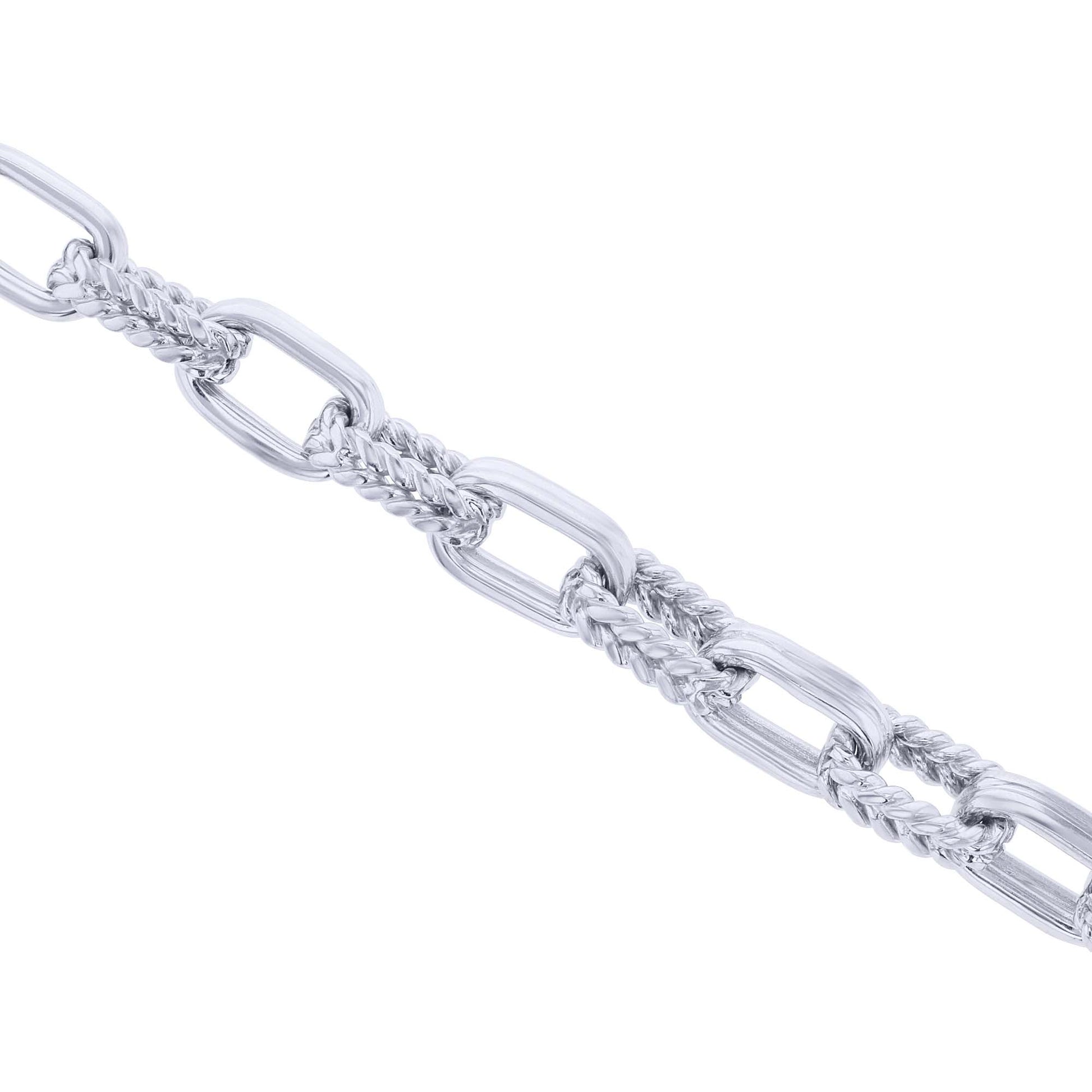 Silver Provincial Textured Link Chain Bracelet