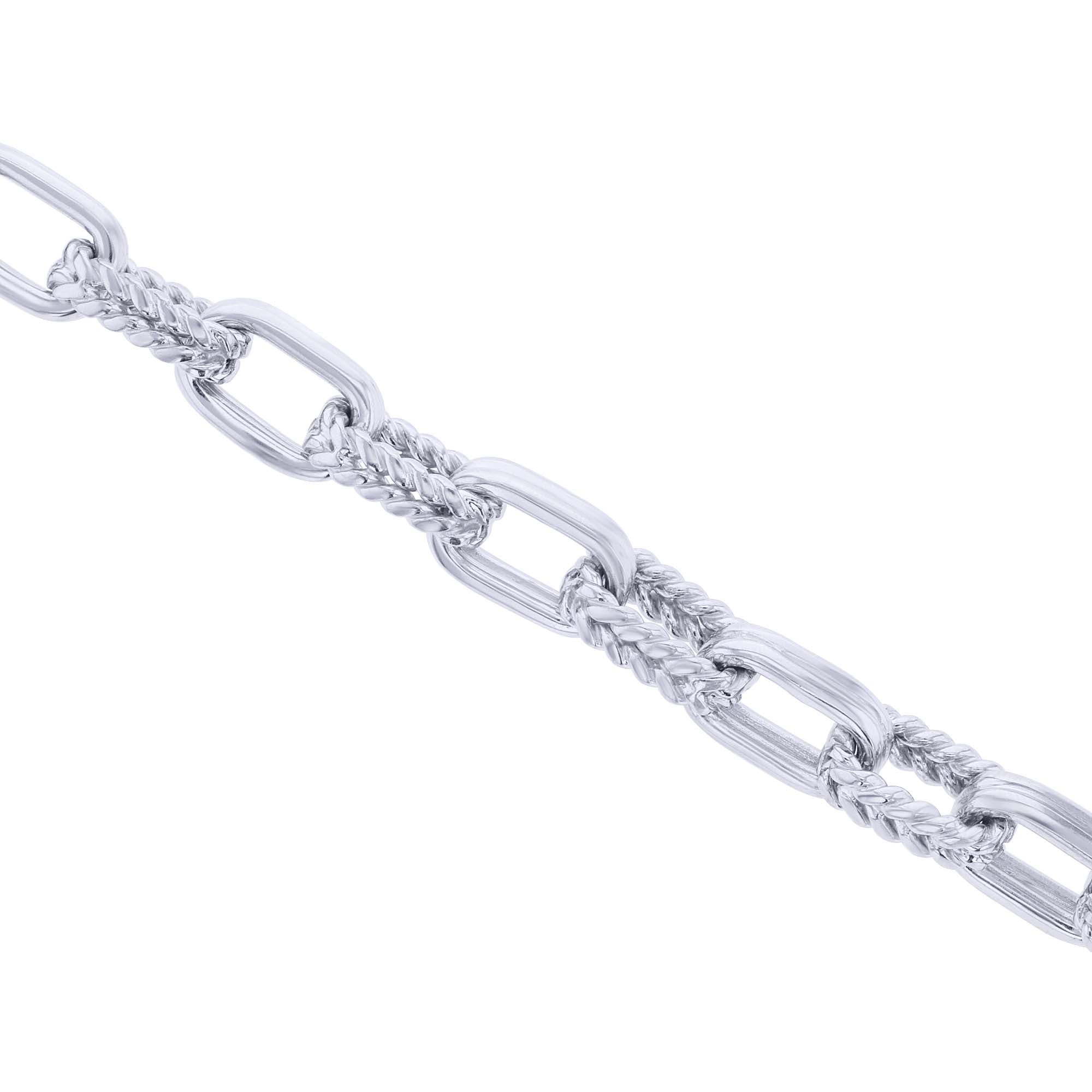 Silver Provincial Textured Link Chain Bracelet