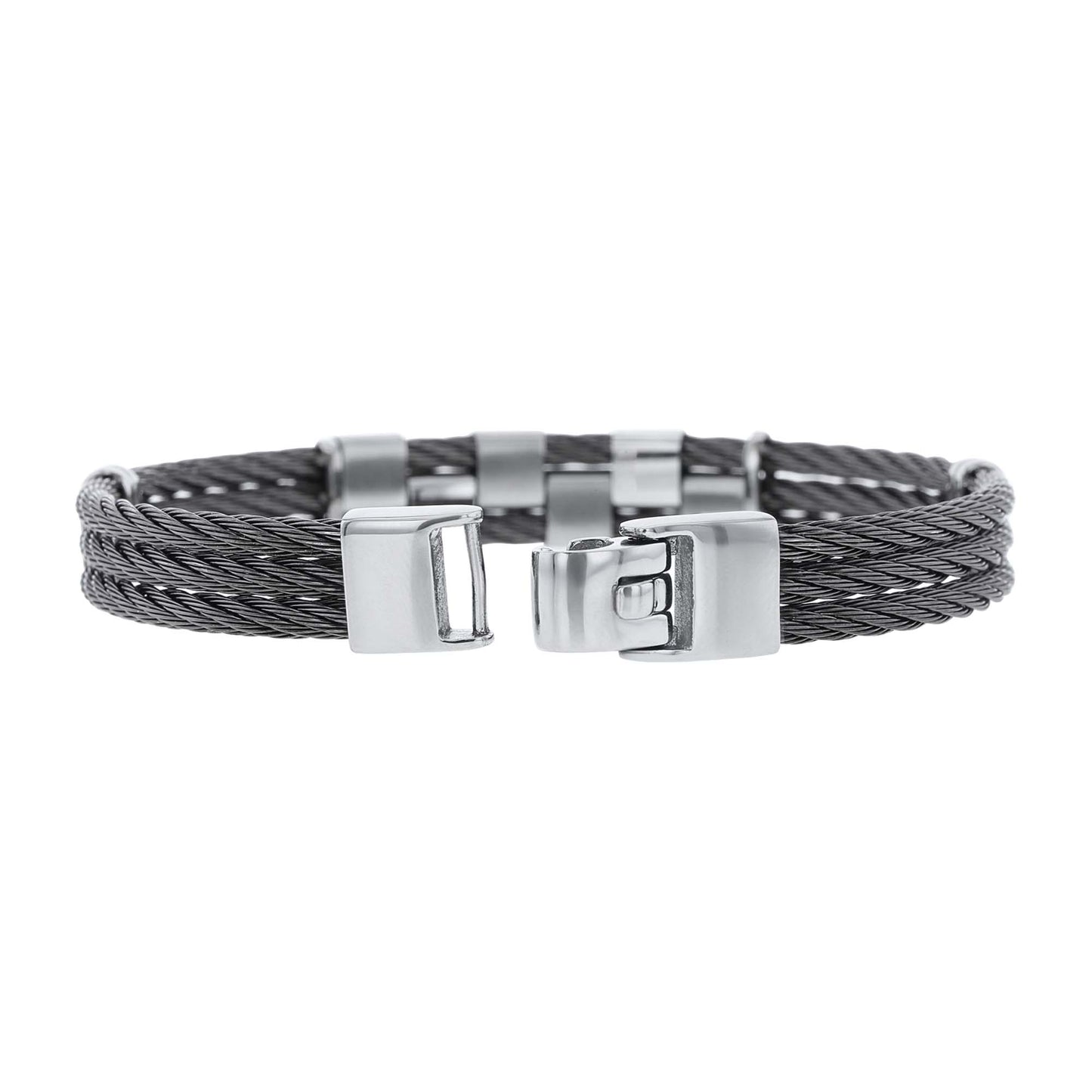 Tinsley Stainless Steel and 18K Gold Black Diamond Cable Bracelet