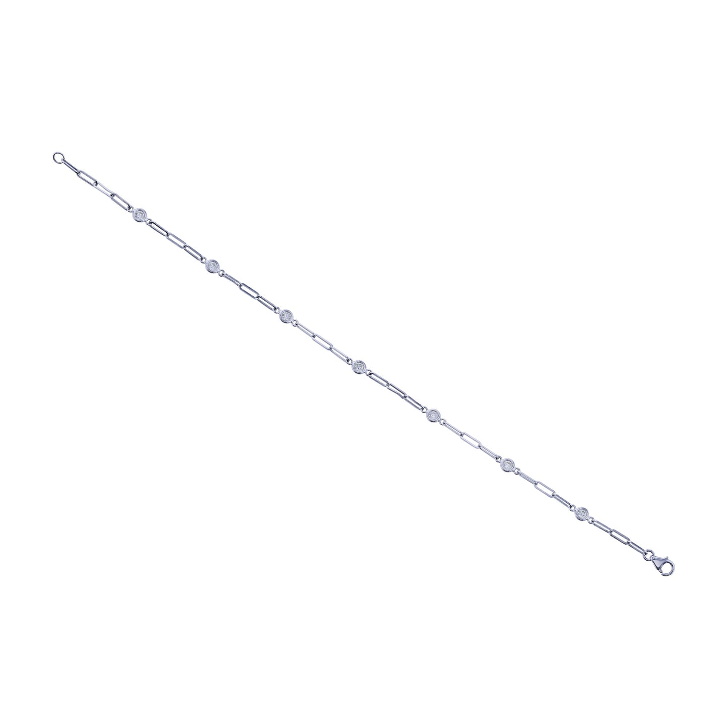 Modern Paper Clip Station Diamond Bracelet 1/2ctw