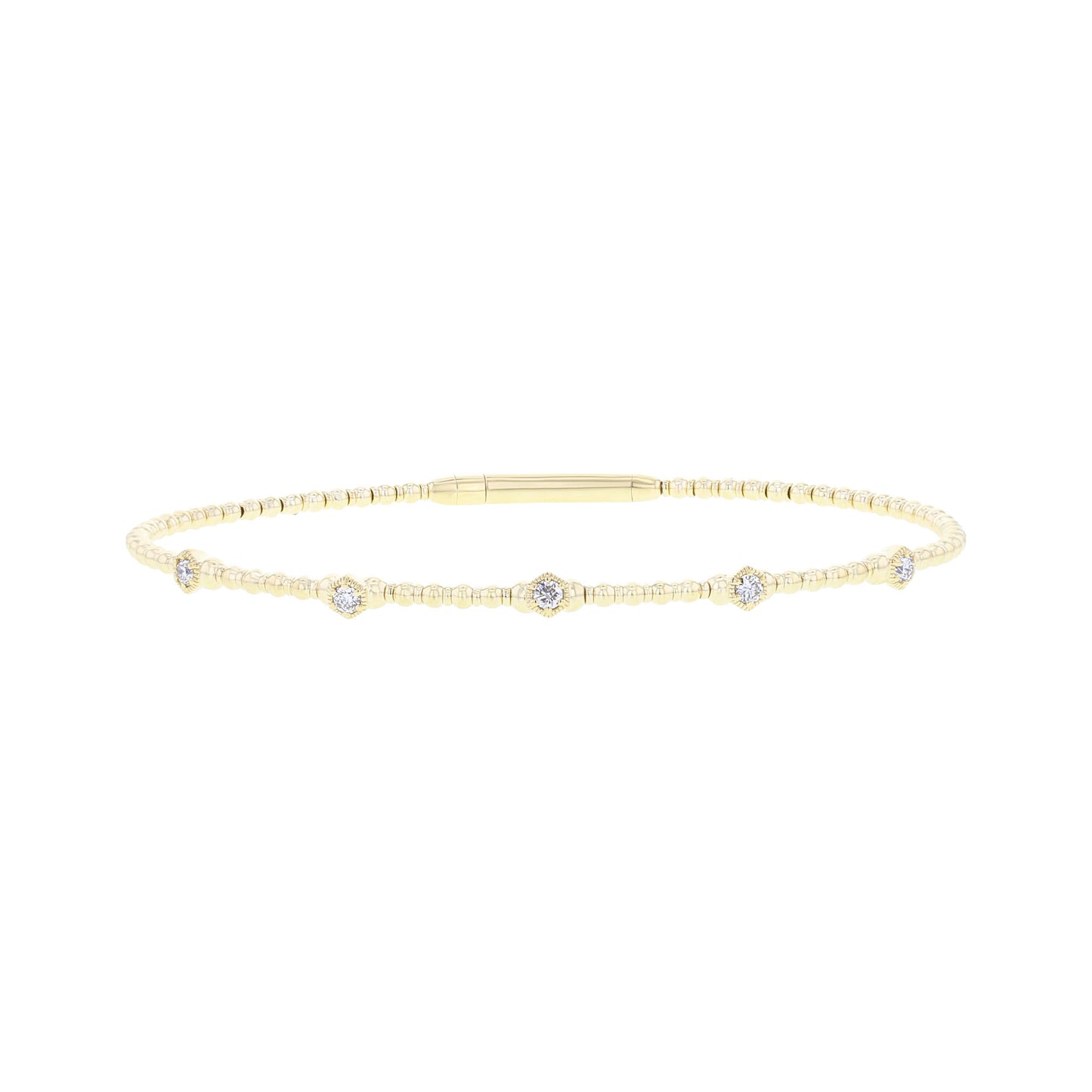 Hexagonal Station Diamond Bangle Bracelet