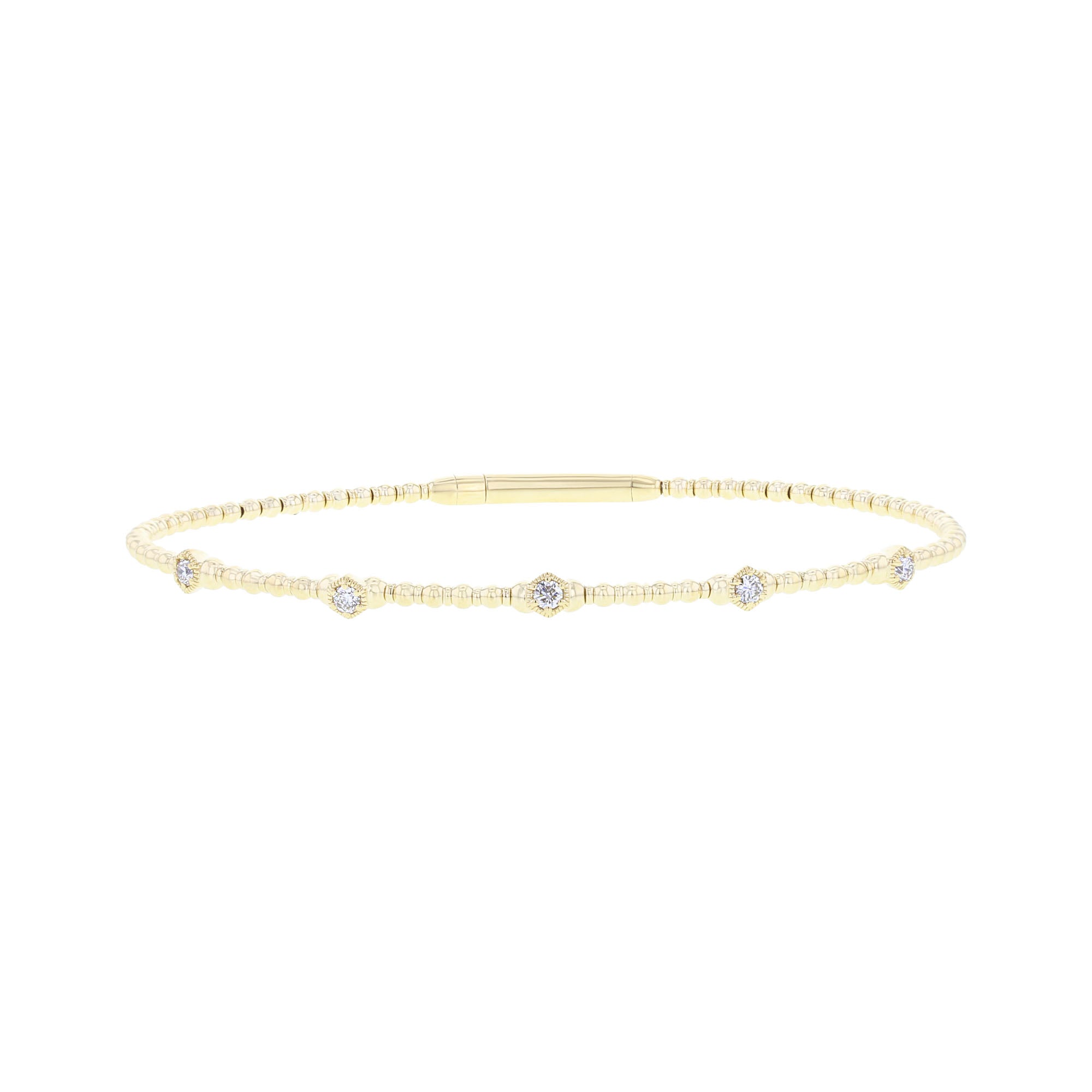 Hexagonal Station Diamond Bangle Bracelet