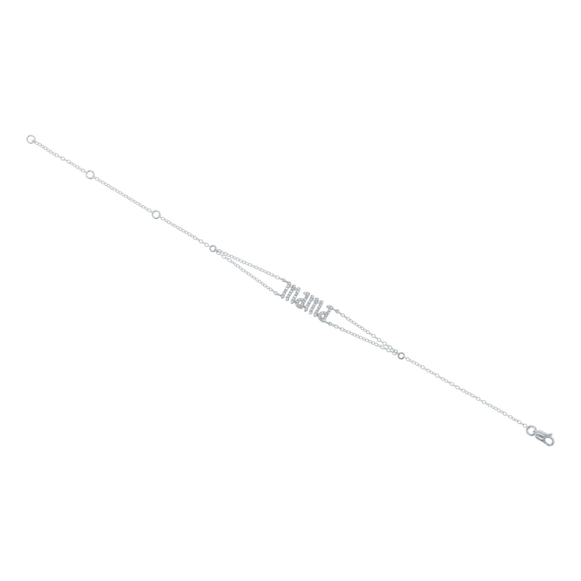 Silver Mama Gothic Letter Diamond Bracelet