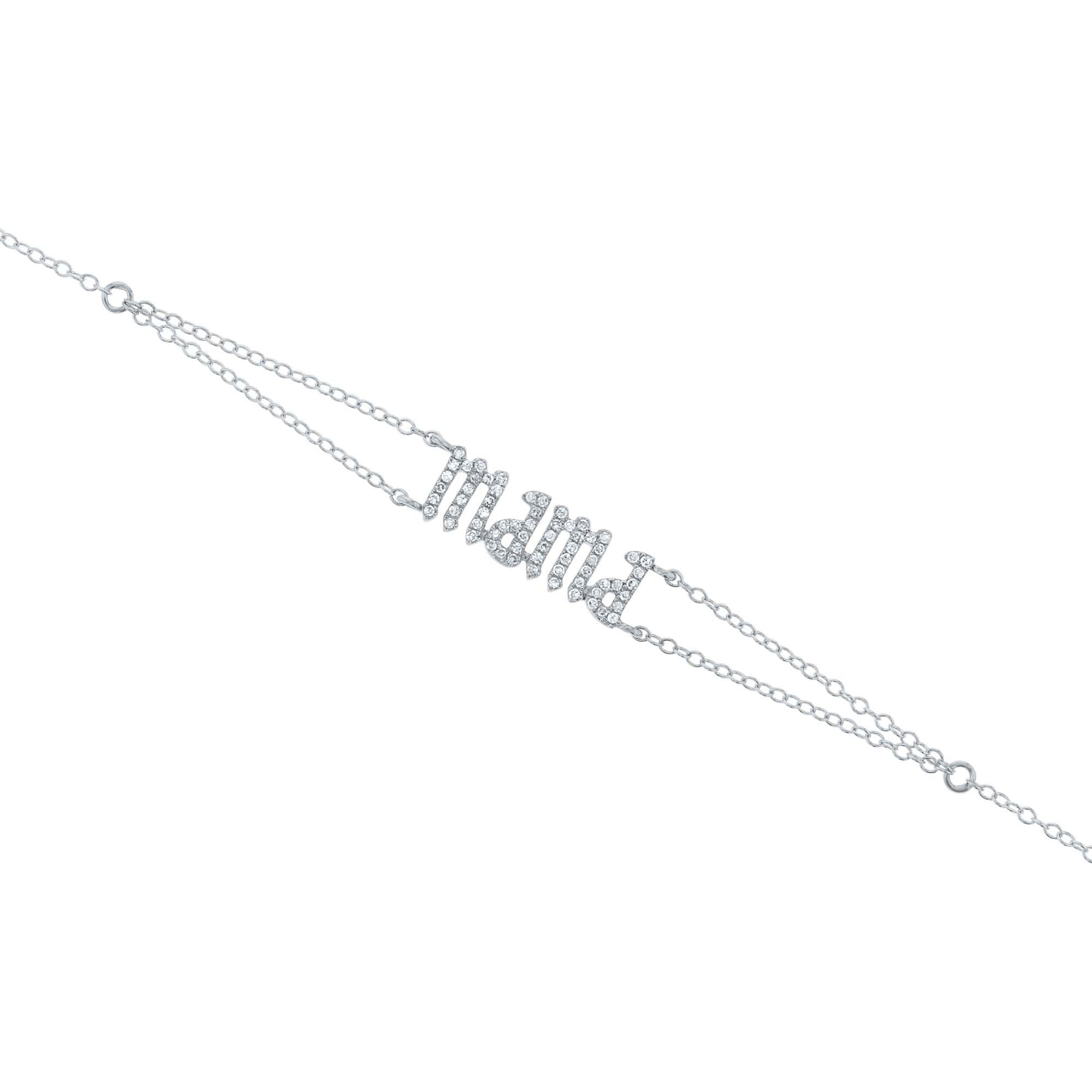 Silver Mama Gothic Letter Diamond Bracelet