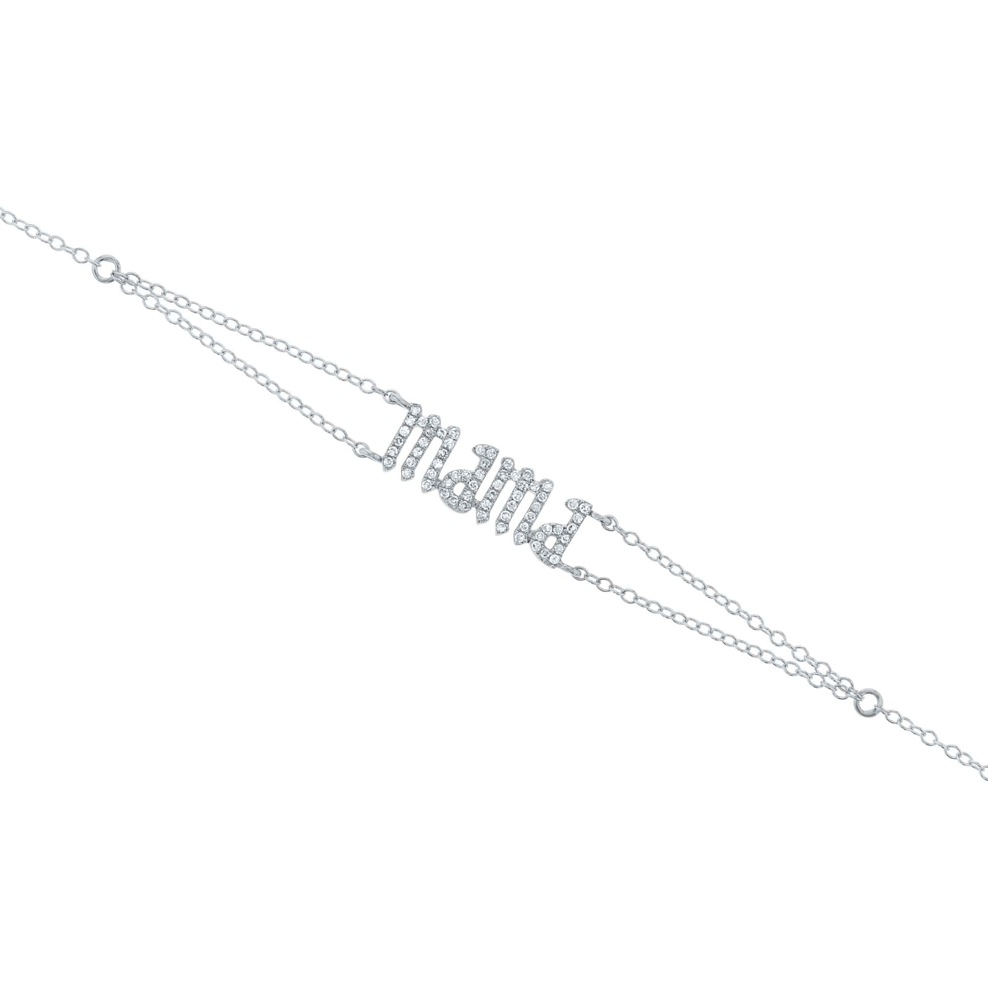 Silver Mama Gothic Letter Diamond Bracelet