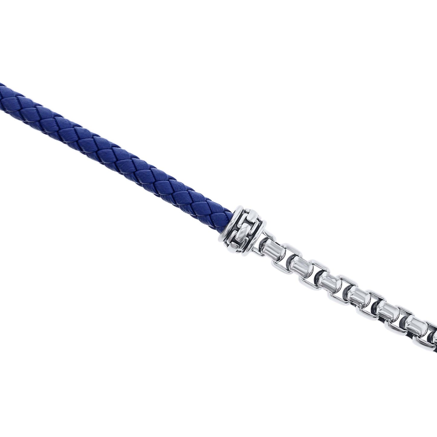 Calloway Silver & Blue Leather Bracelet