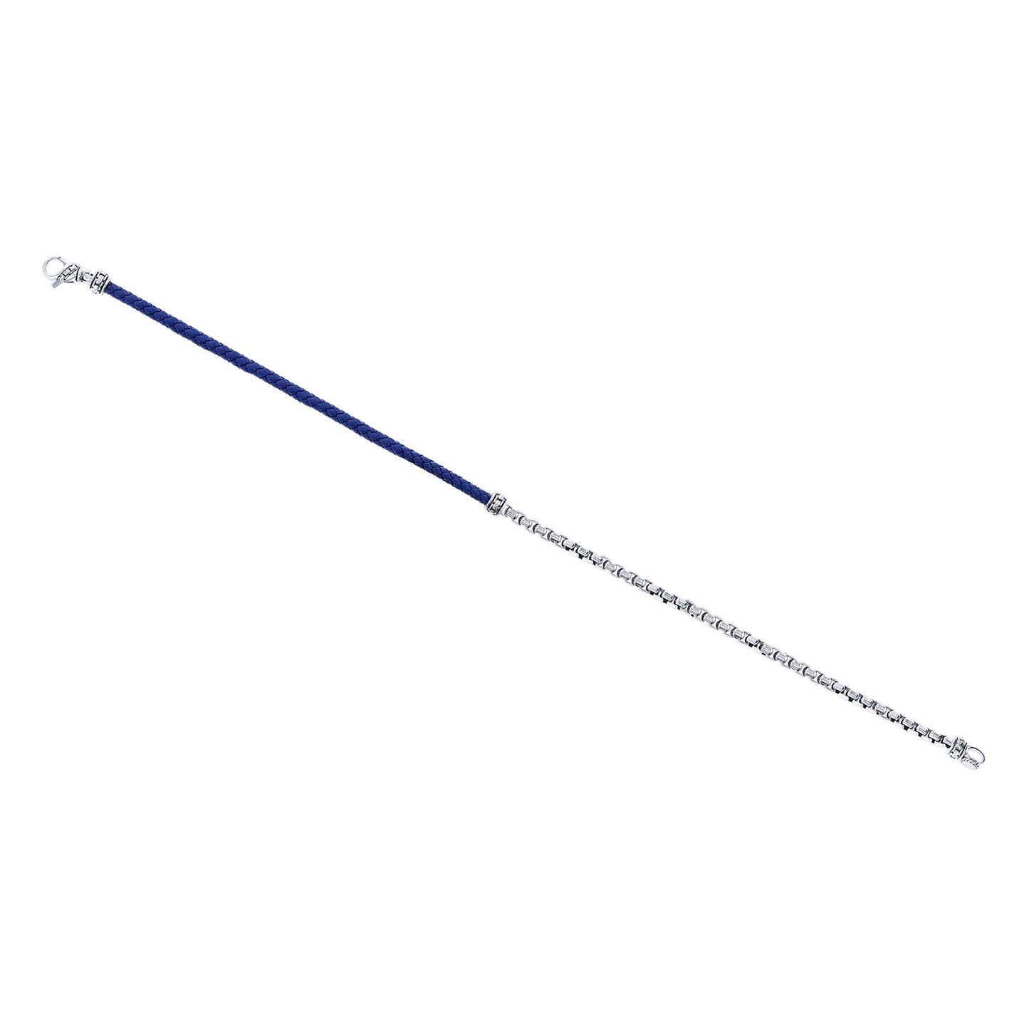 Calloway Silver & Blue Leather Bracelet