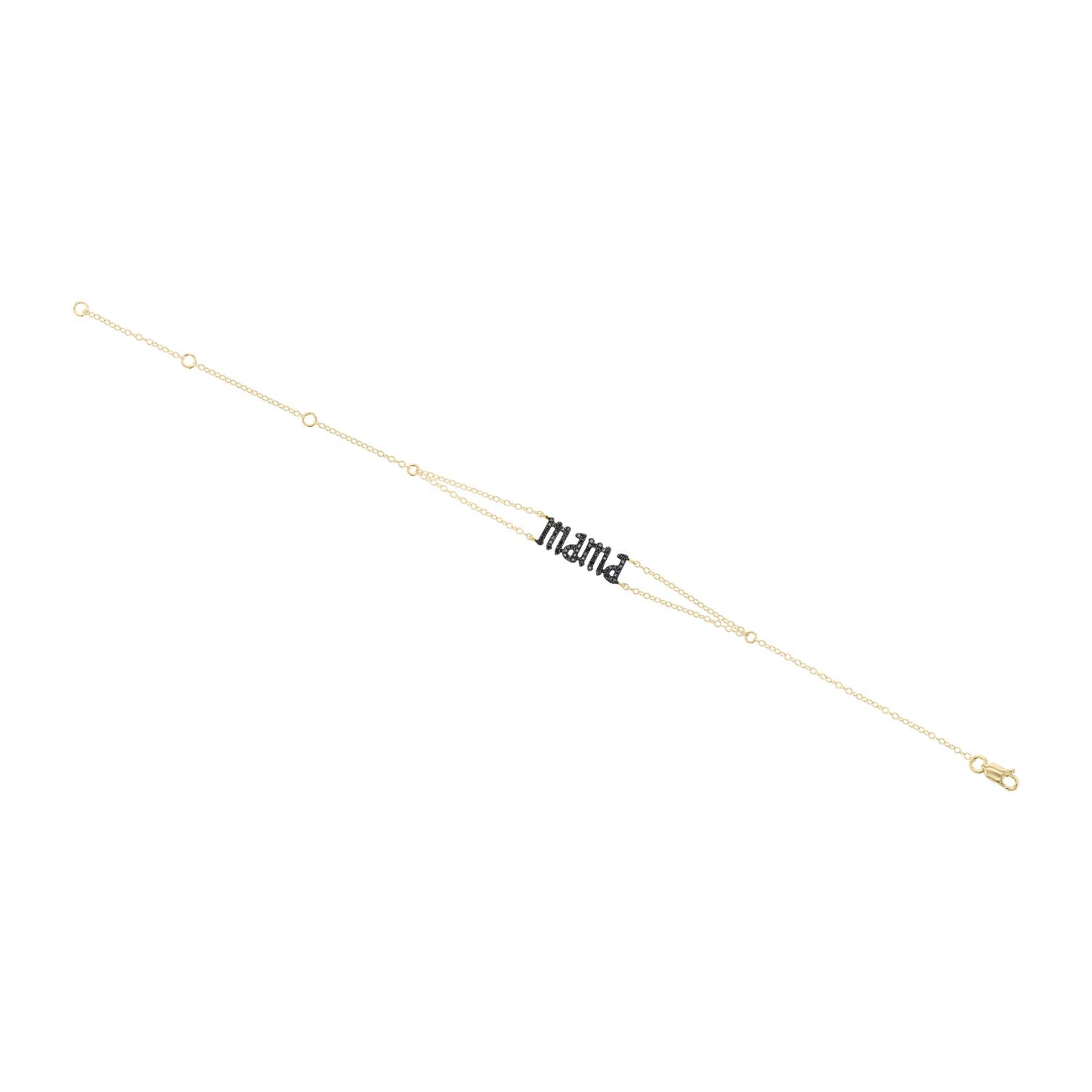 Mama Gothic Letter Black Diamond Bracelet