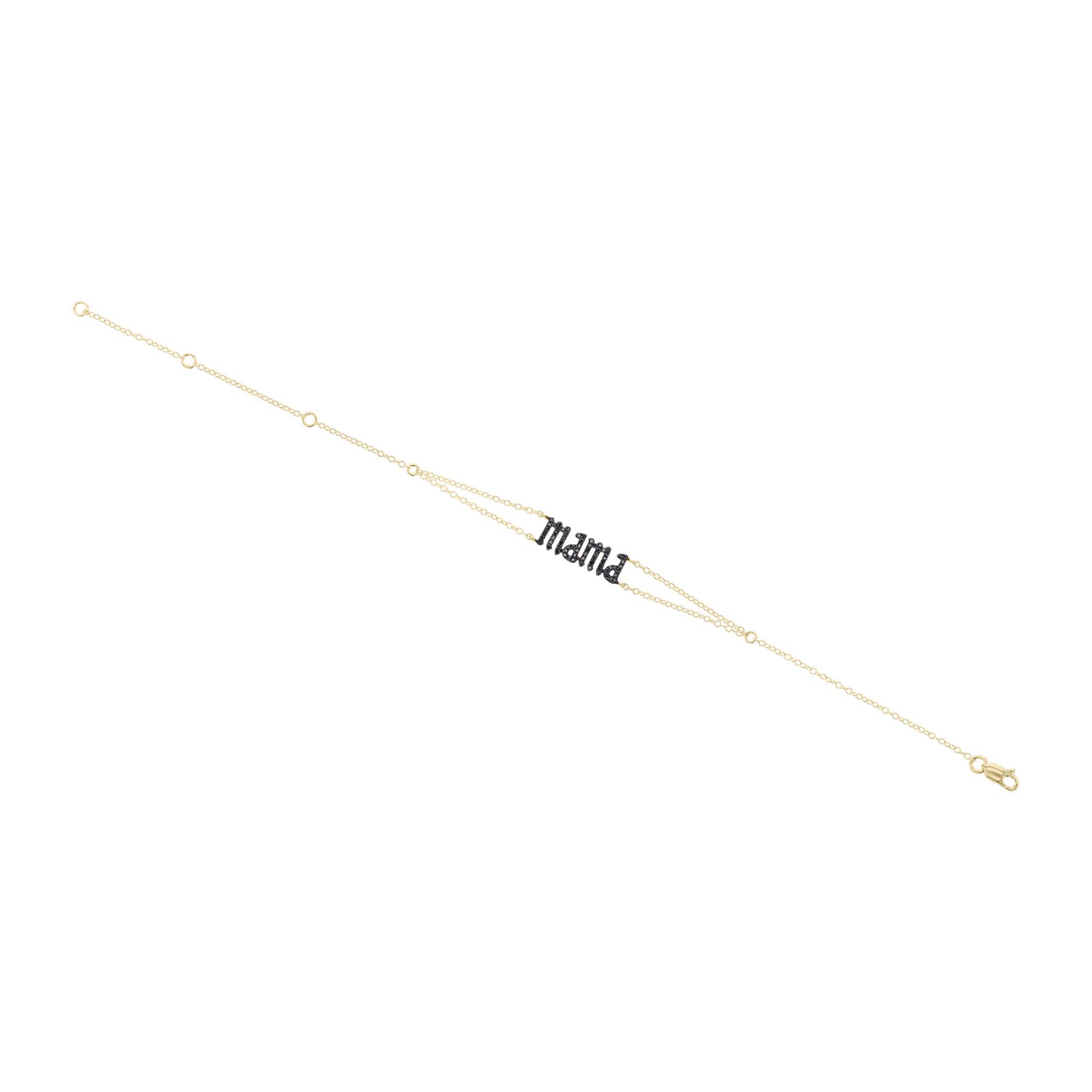 Mama Gothic Letter Black Diamond Bracelet