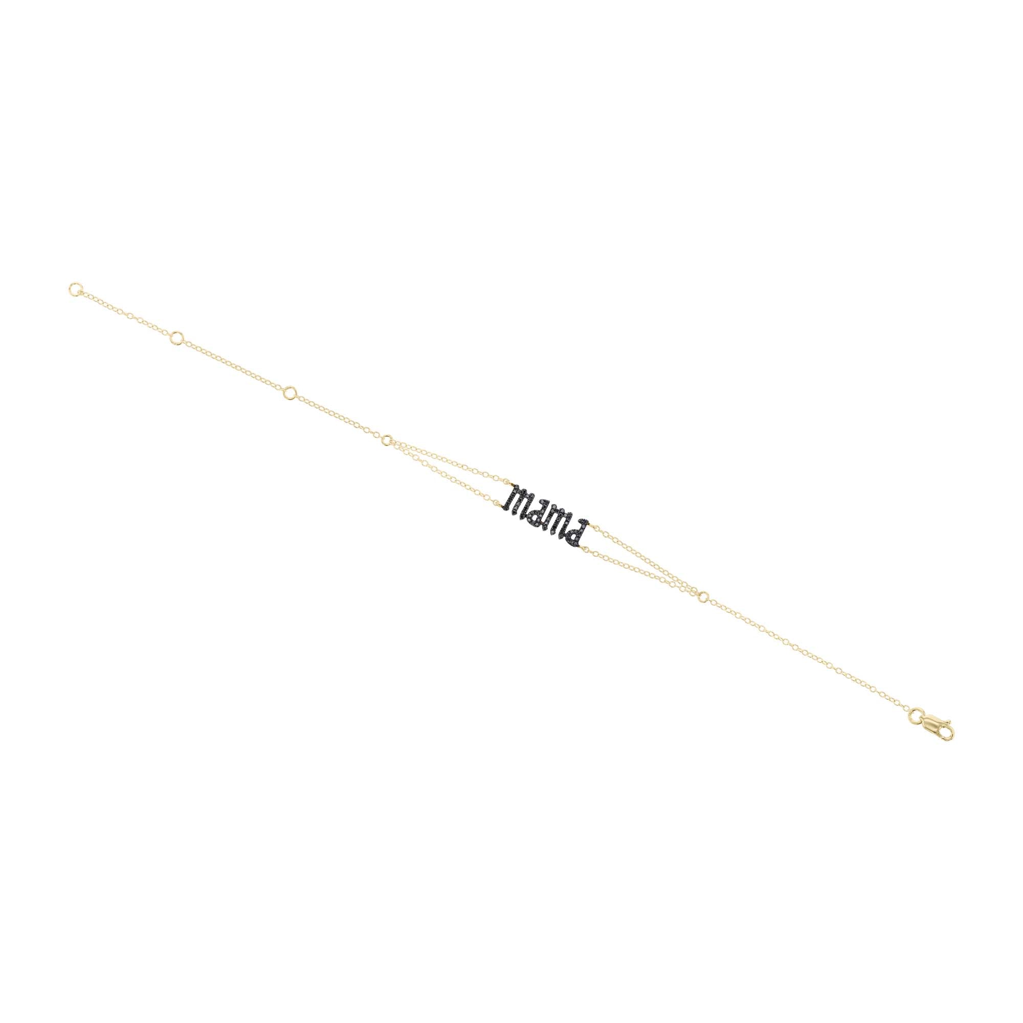 Mama Gothic Letter Black Diamond Bracelet