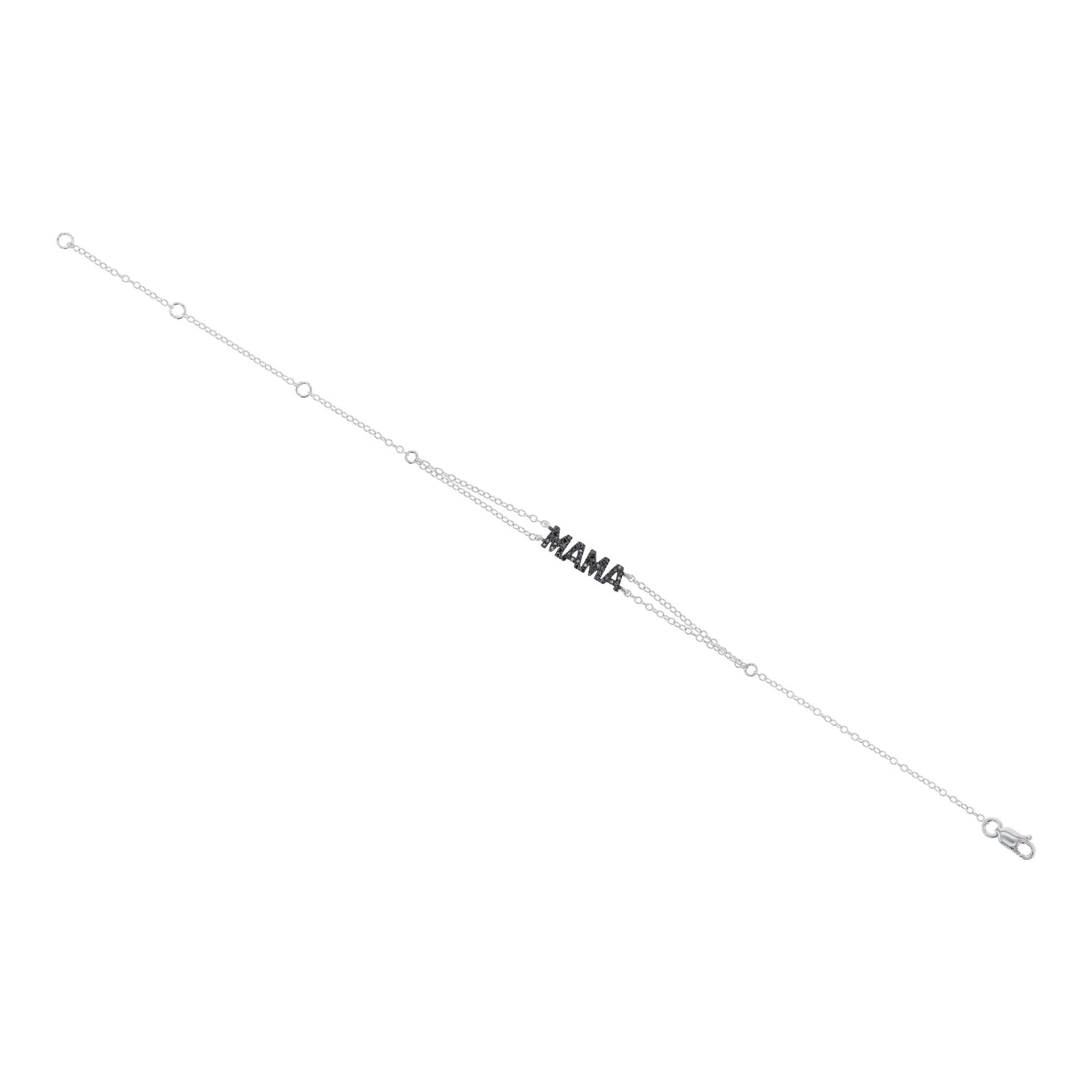 Mama Block Letter Black Diamond Bracelet