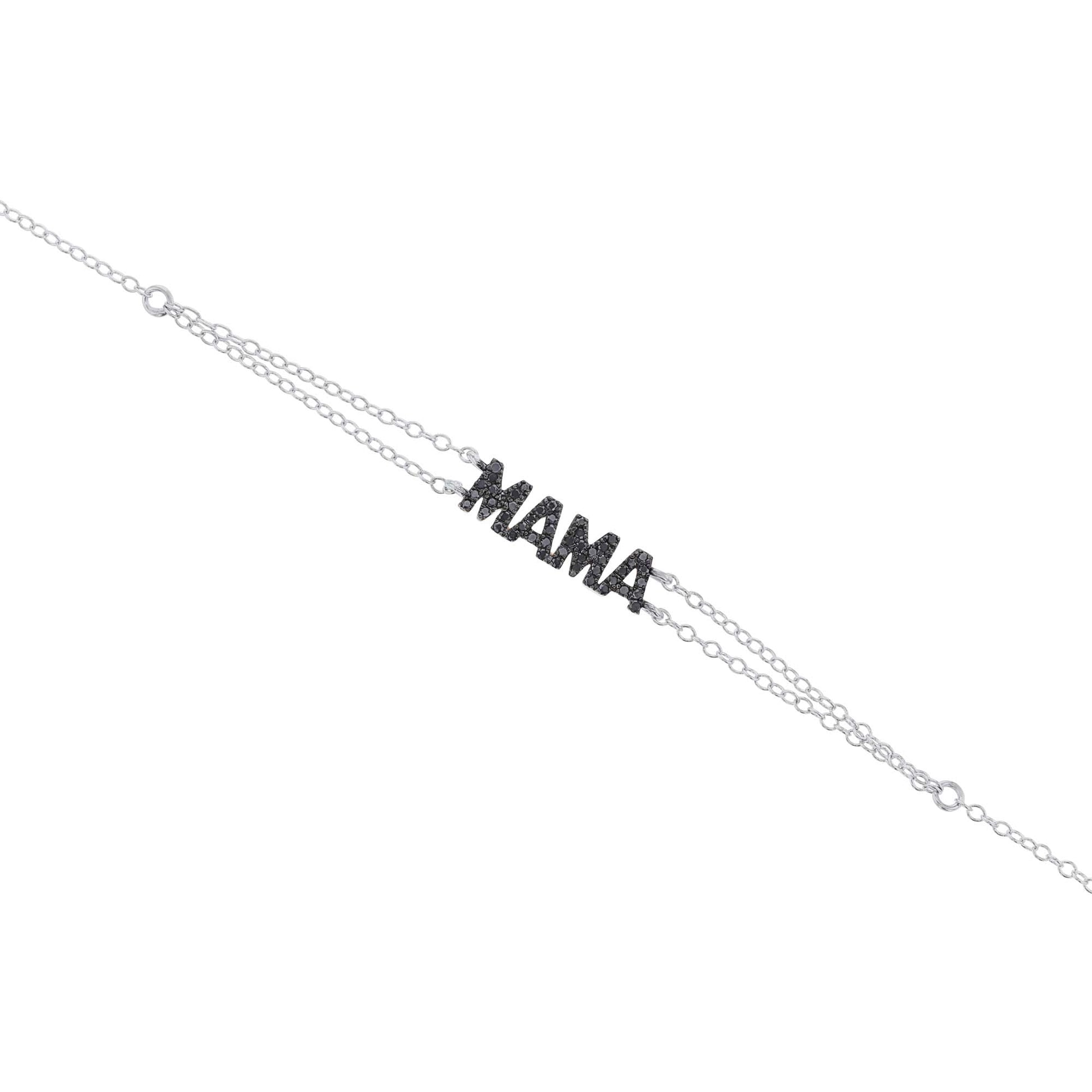 Mama Block Letter Black Diamond Bracelet