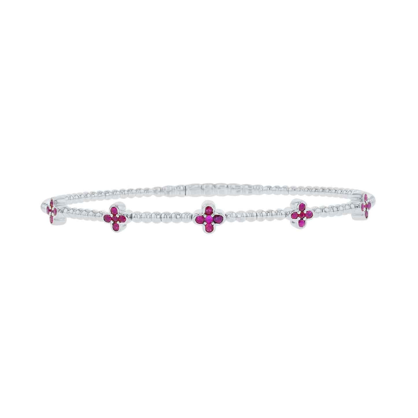 Charismatic Clover Ruby Bangle Bracelet