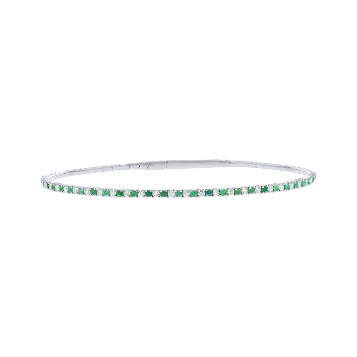 Silver Pretty in Pave Emerald & Diamond Bangle Bracelet