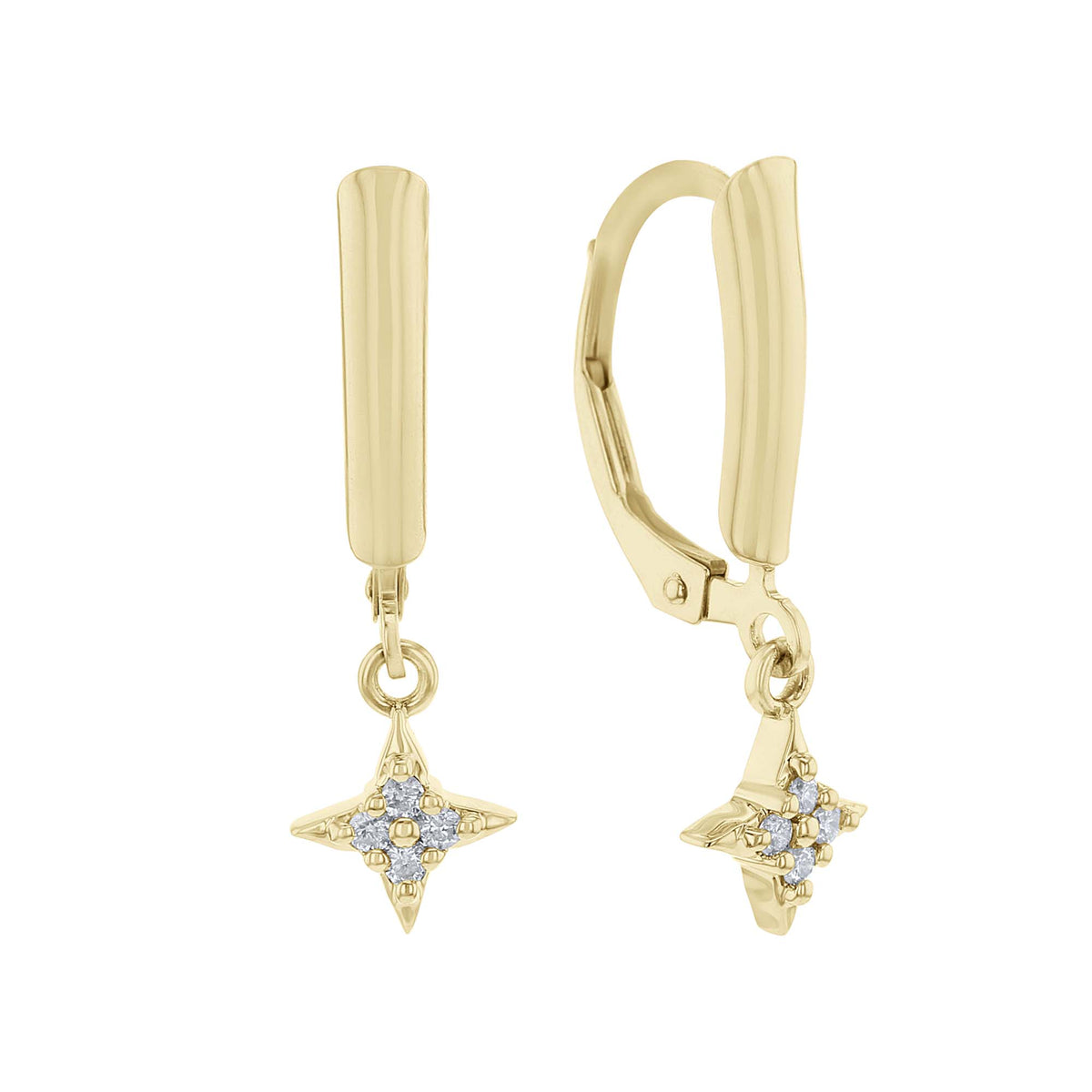 Silver Star of Hope Diamond Dangle Earrings