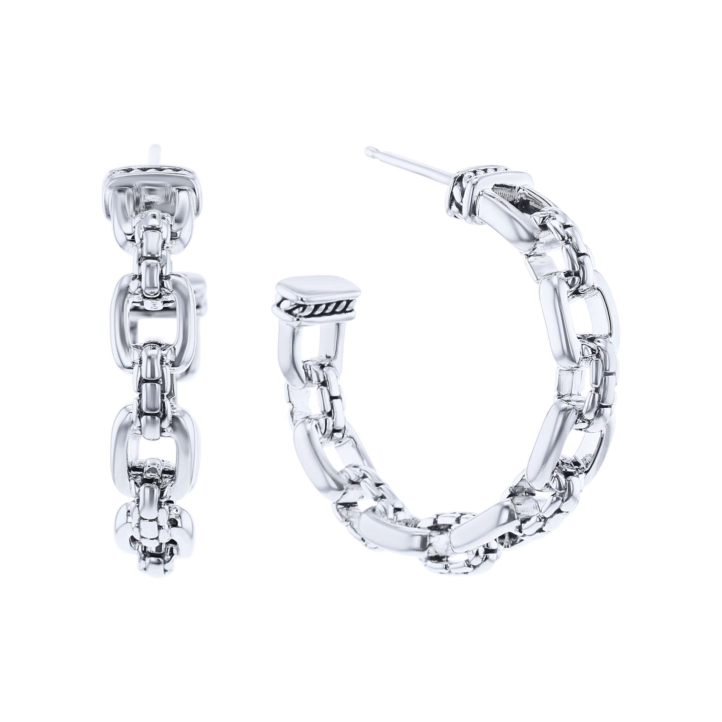 Silver Jacy Chain Link Hoop Earrings