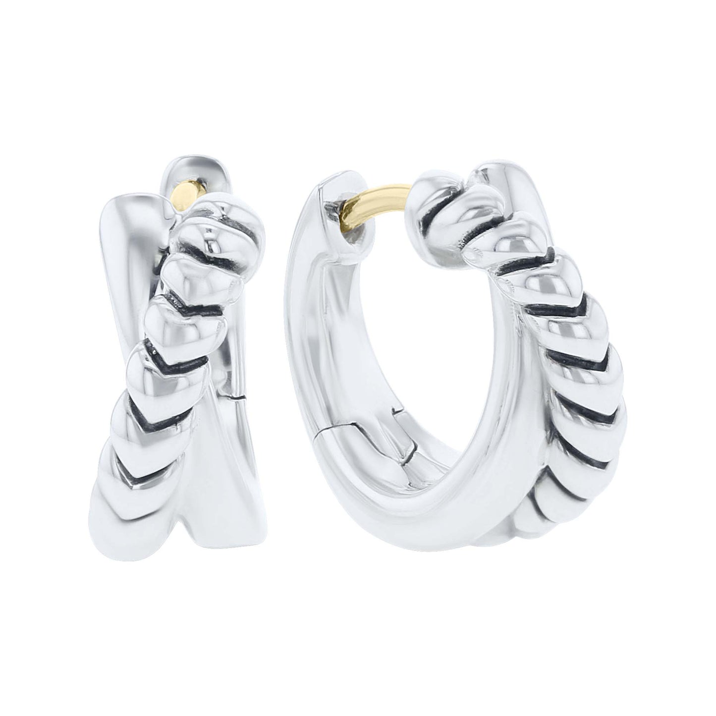 Silver Sloane Criss Cross Huggie Hoop Earrings