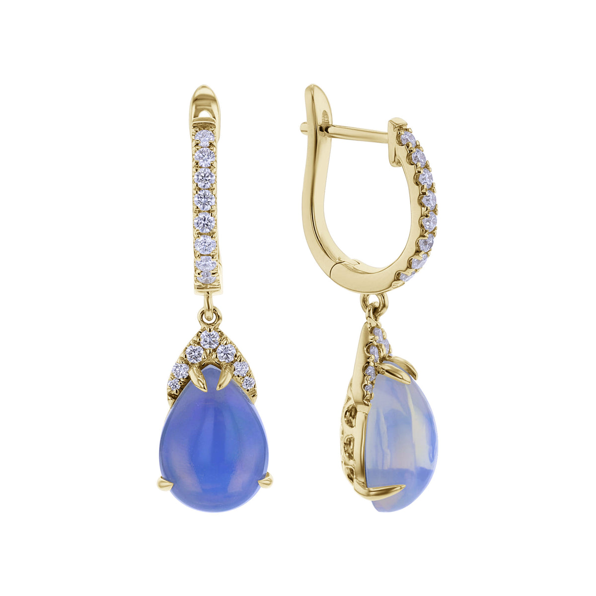 Summer Rain Opal & Diamond Drop Earrings