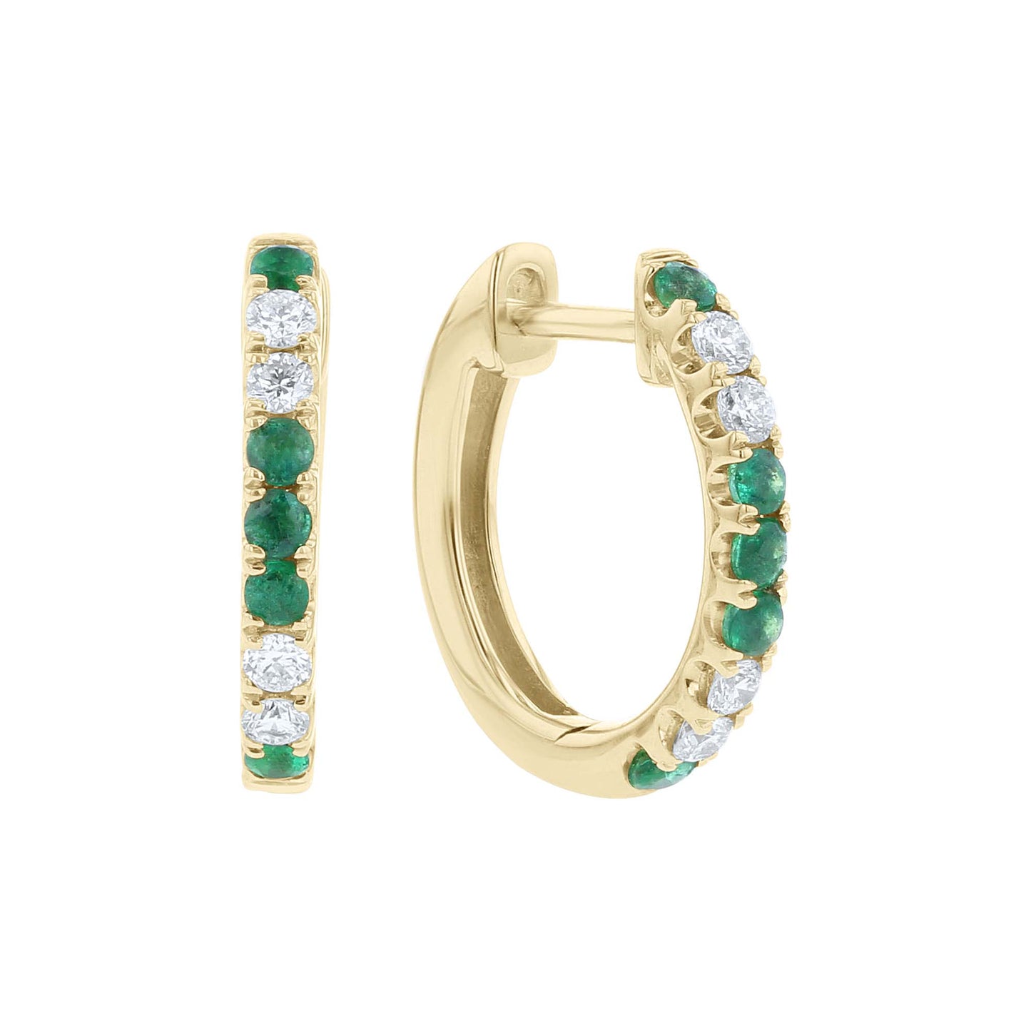 Spruce Emerald & Diamond Hoop Earrings