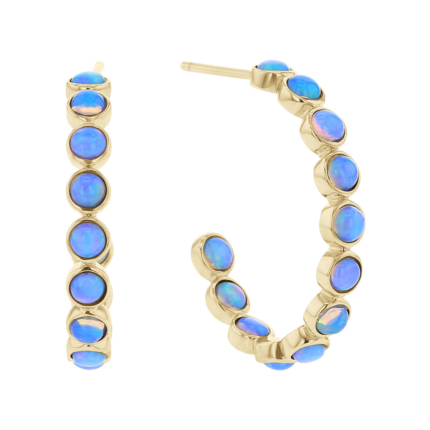 Gaia Opal Bezel Open Hoop Earrings