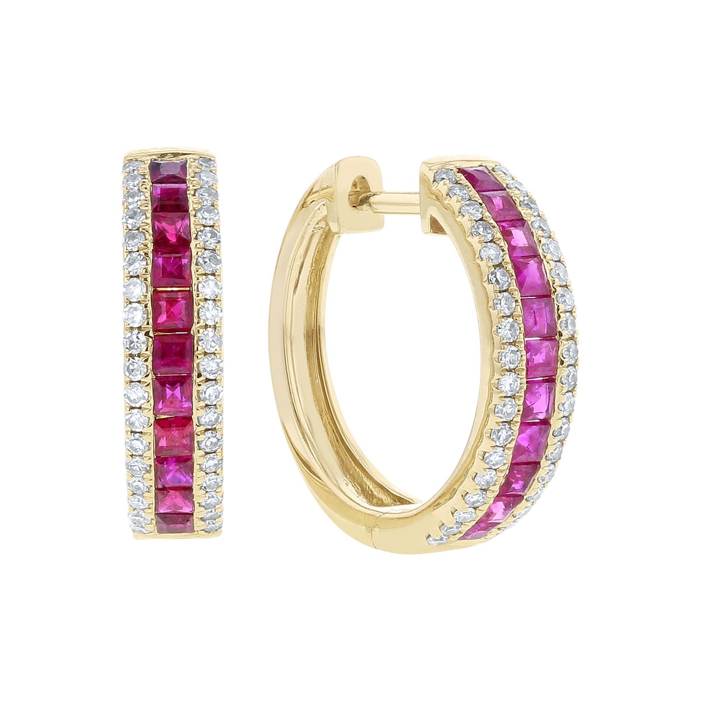 Ramona Ruby & Diamond Huggie Hoop Earrings