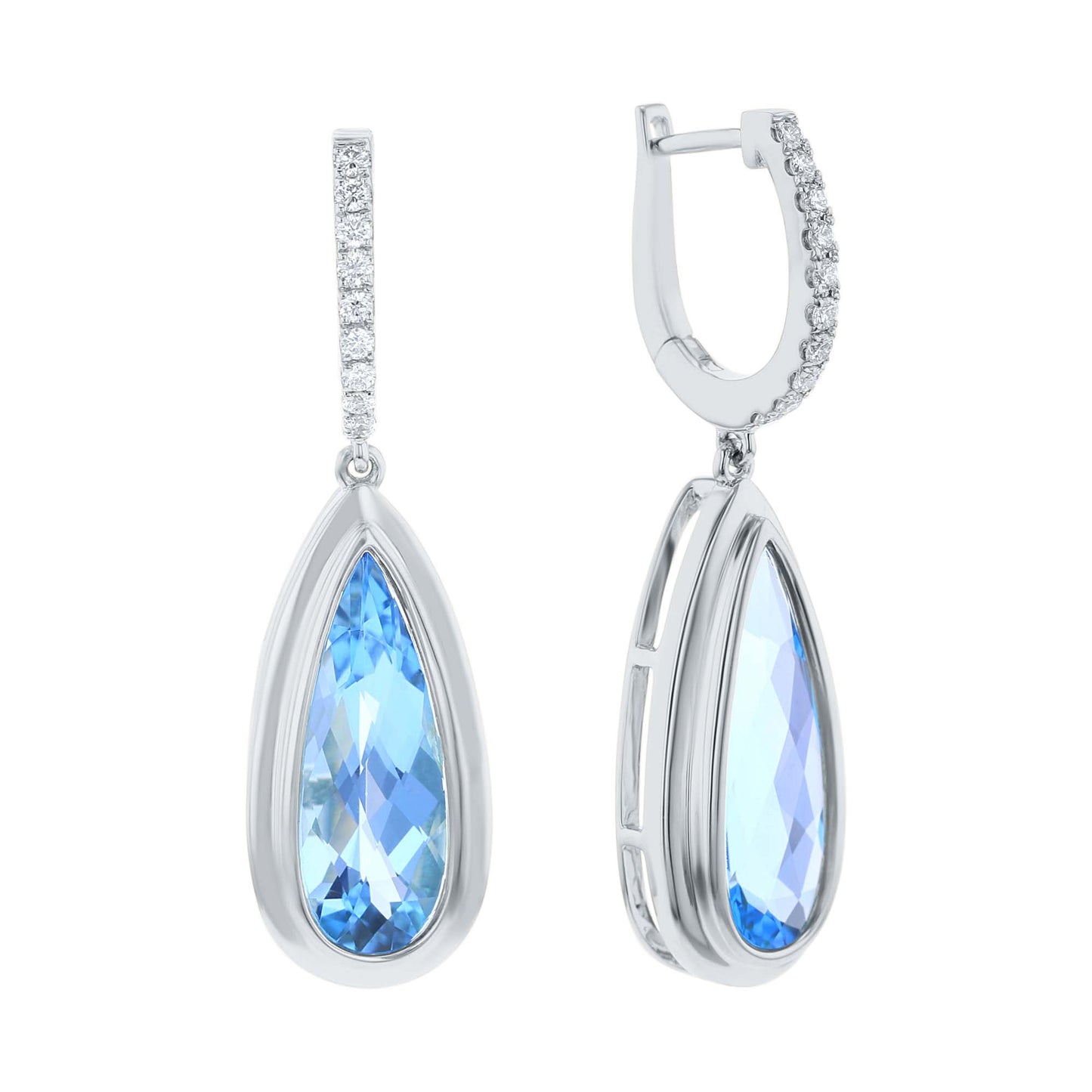 Brizo Blue Topaz & Diamond Drop Earrings