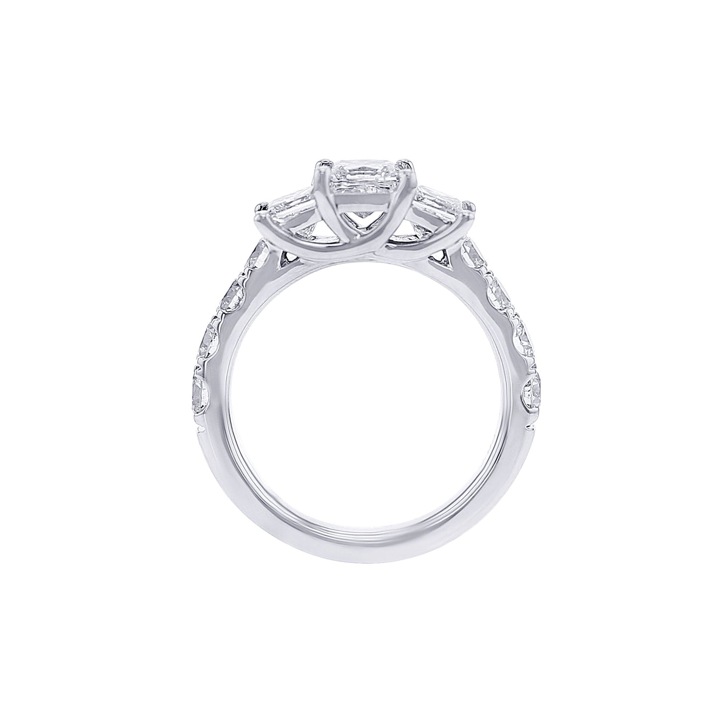 Princess Cut Three Stone Love Story Diamond Ready for Love Engagement Ring