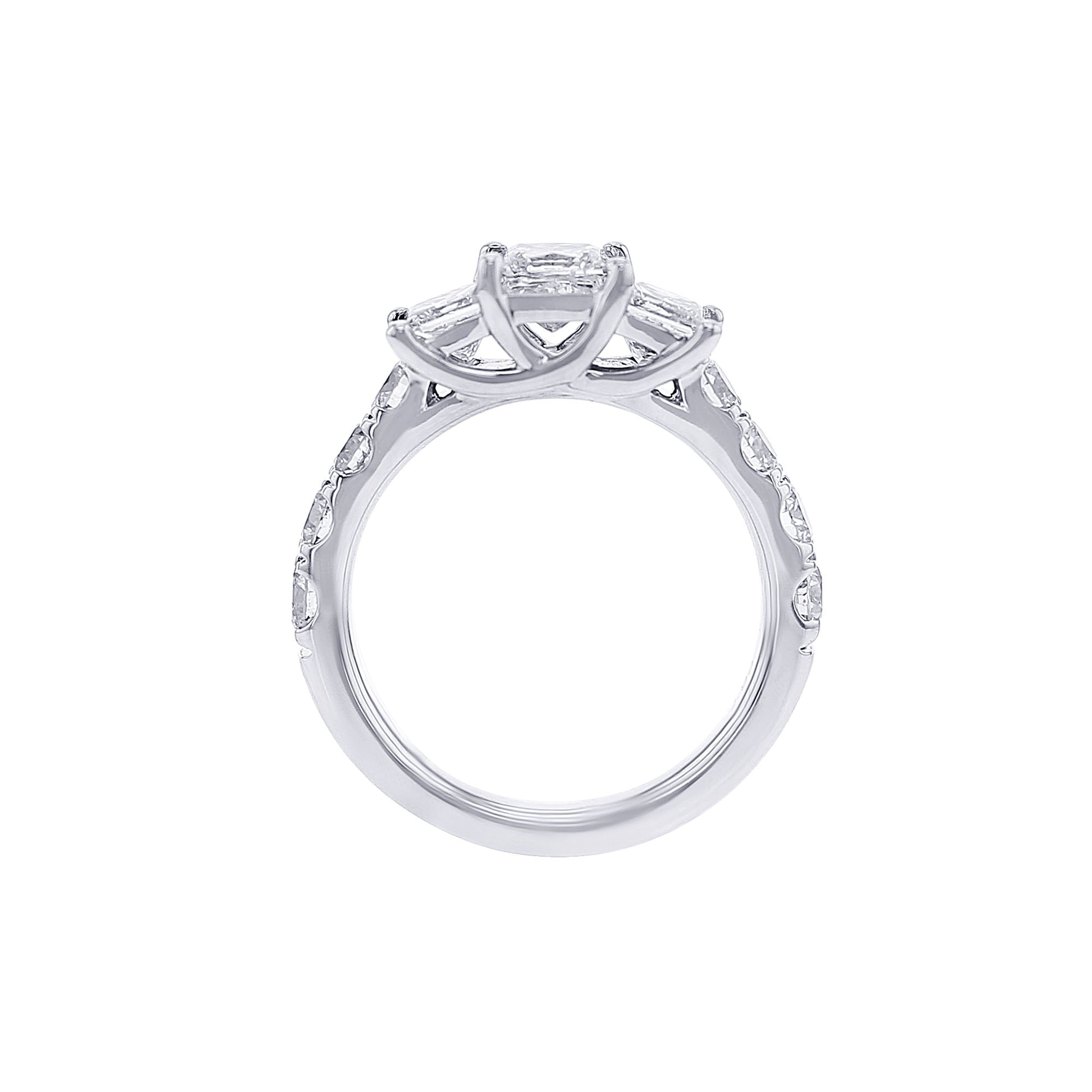 Princess Cut Three Stone Love Story Diamond Ready for Love Engagement Ring