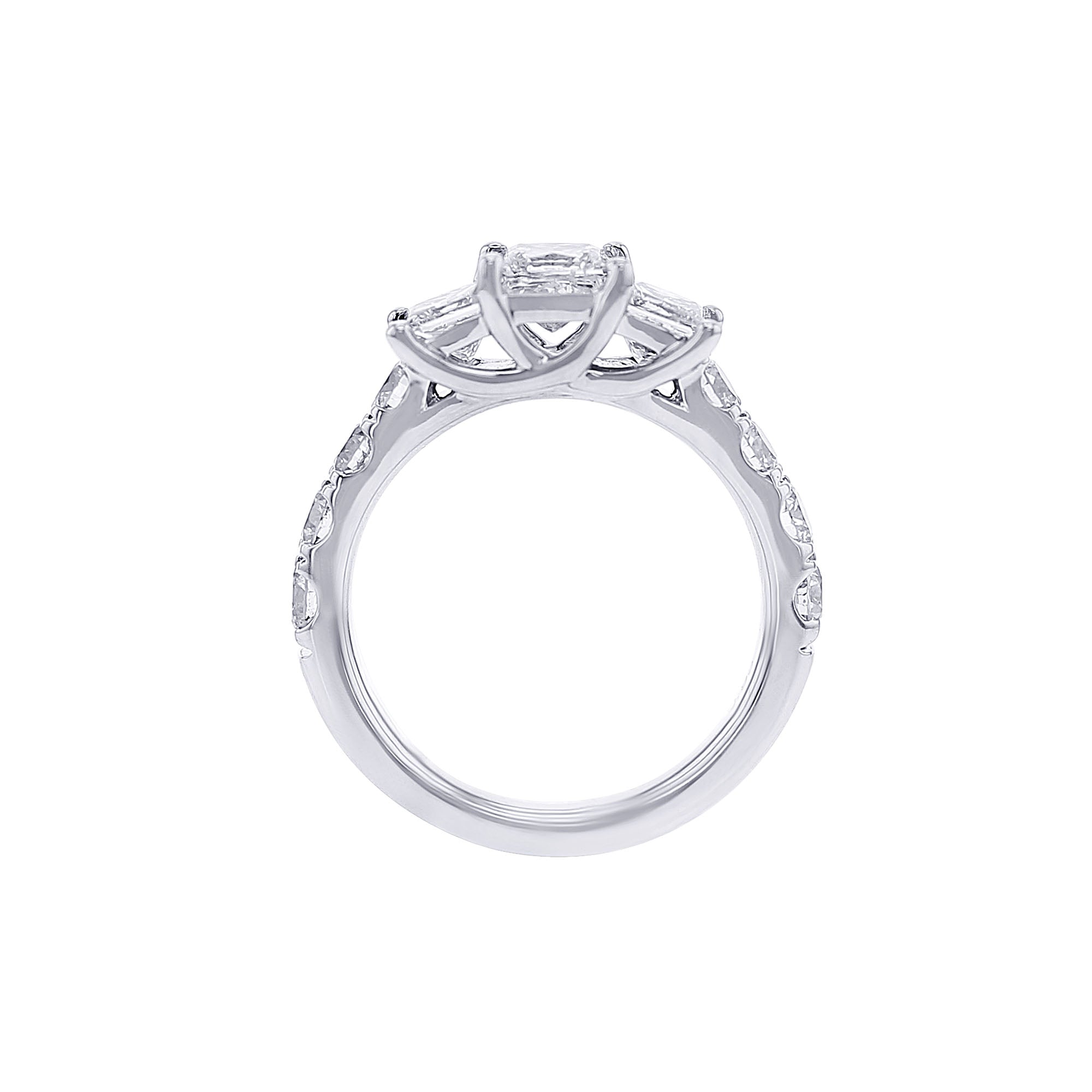 Princess Cut Three Stone Love Story Diamond Ready for Love Engagement Ring