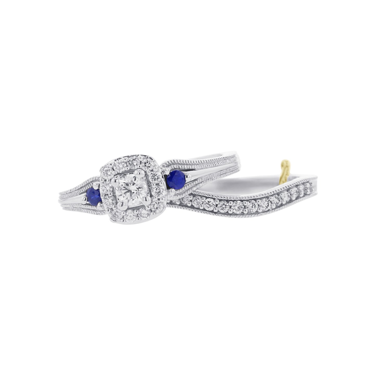 Sparkling Three Stone Ready for Love Sapphire and Diamond Bridal Set