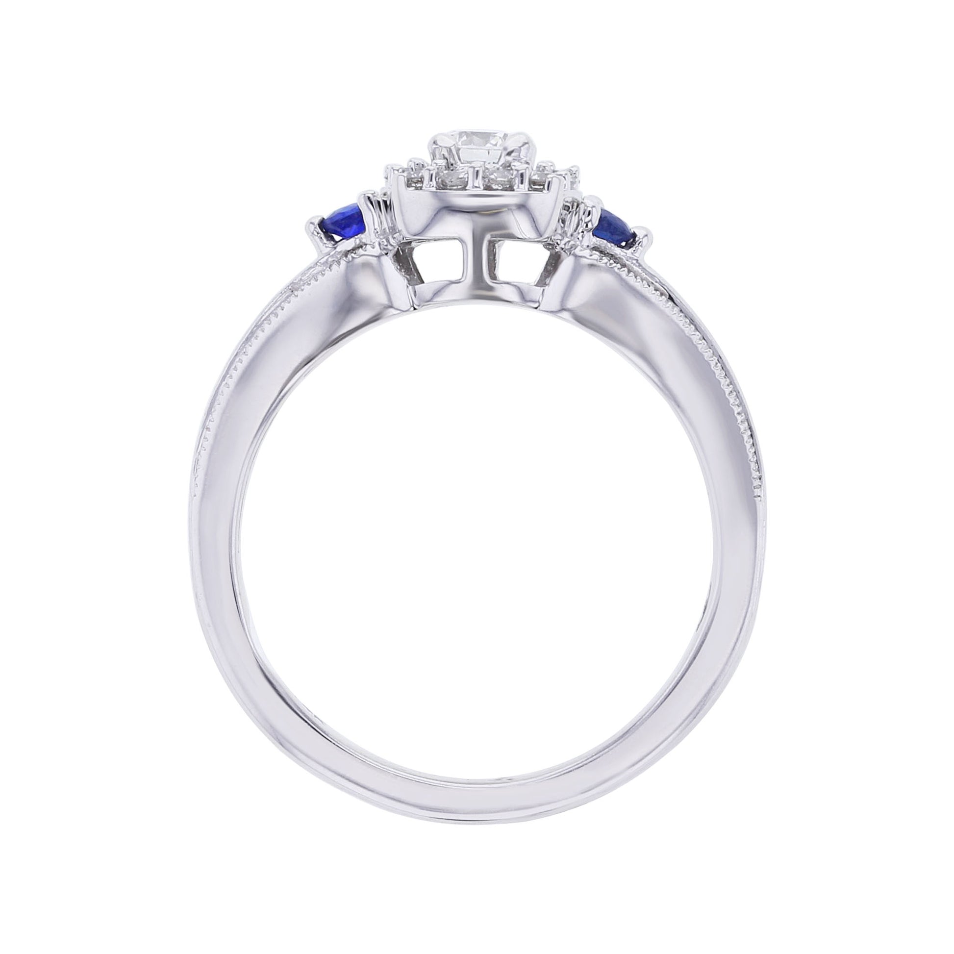 Sparkling Three Stone Ready for Love Sapphire and Diamond Bridal Set