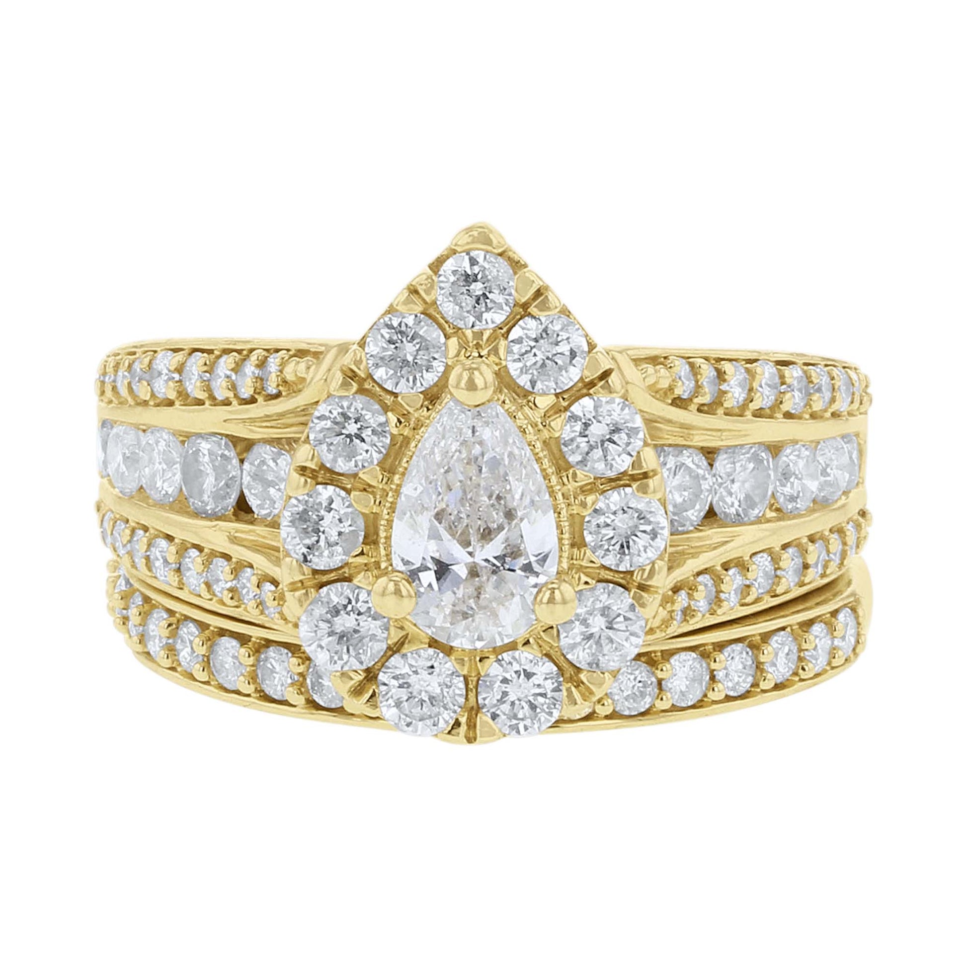 Donatella Pear Halo Ready for Love Diamond Bridal Set