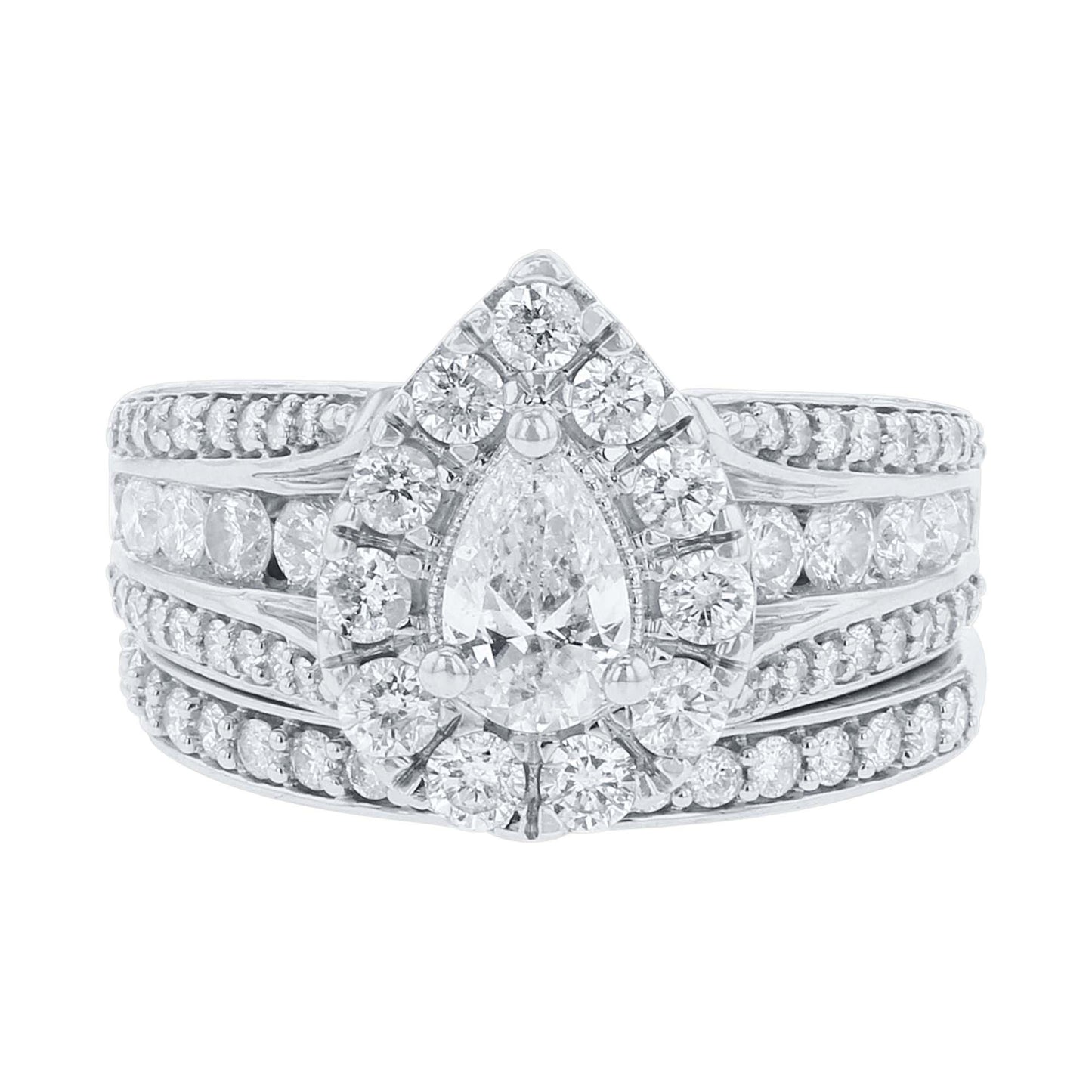 Donatella Pear Halo Ready for Love Diamond Bridal Set