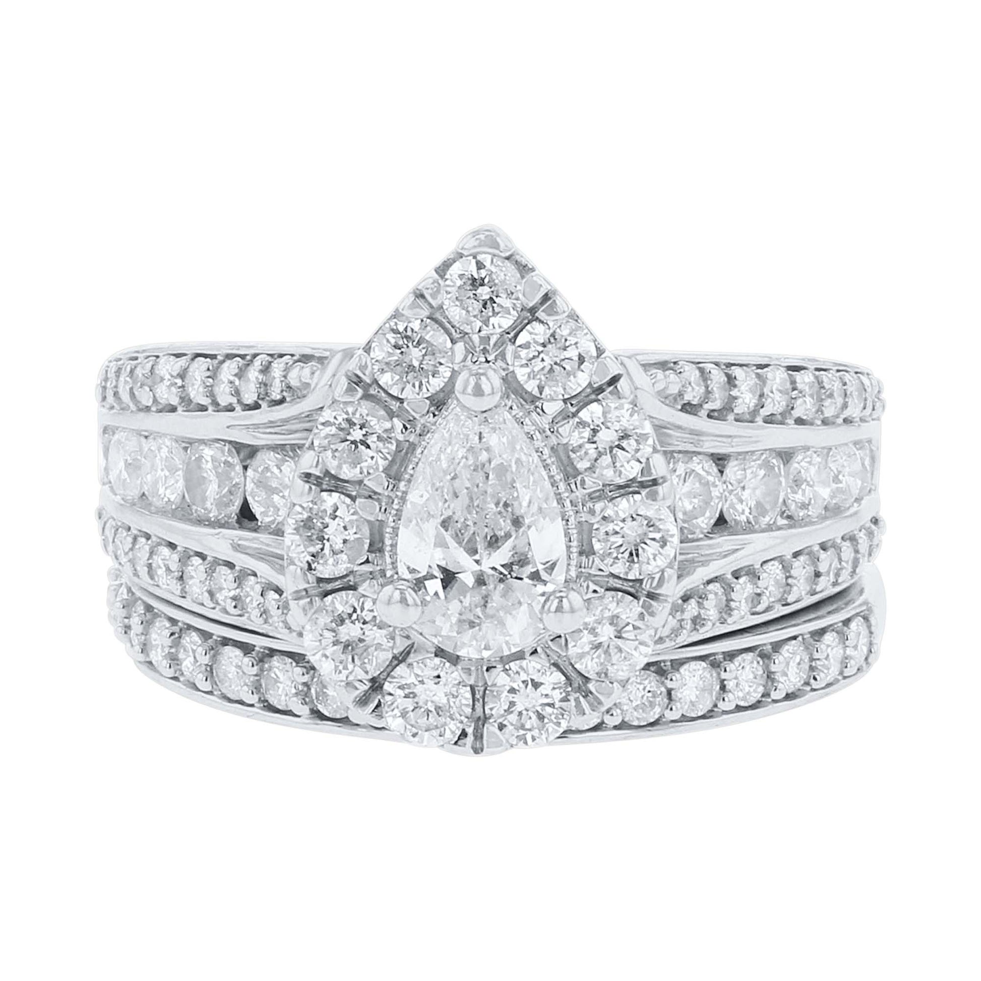 Donatella Pear Halo Ready for Love Diamond Bridal Set
