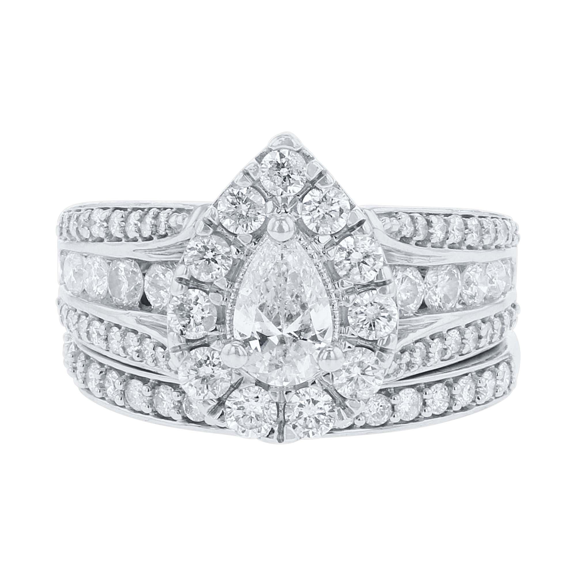 Donatella Pear Halo Ready for Love Diamond Bridal Set