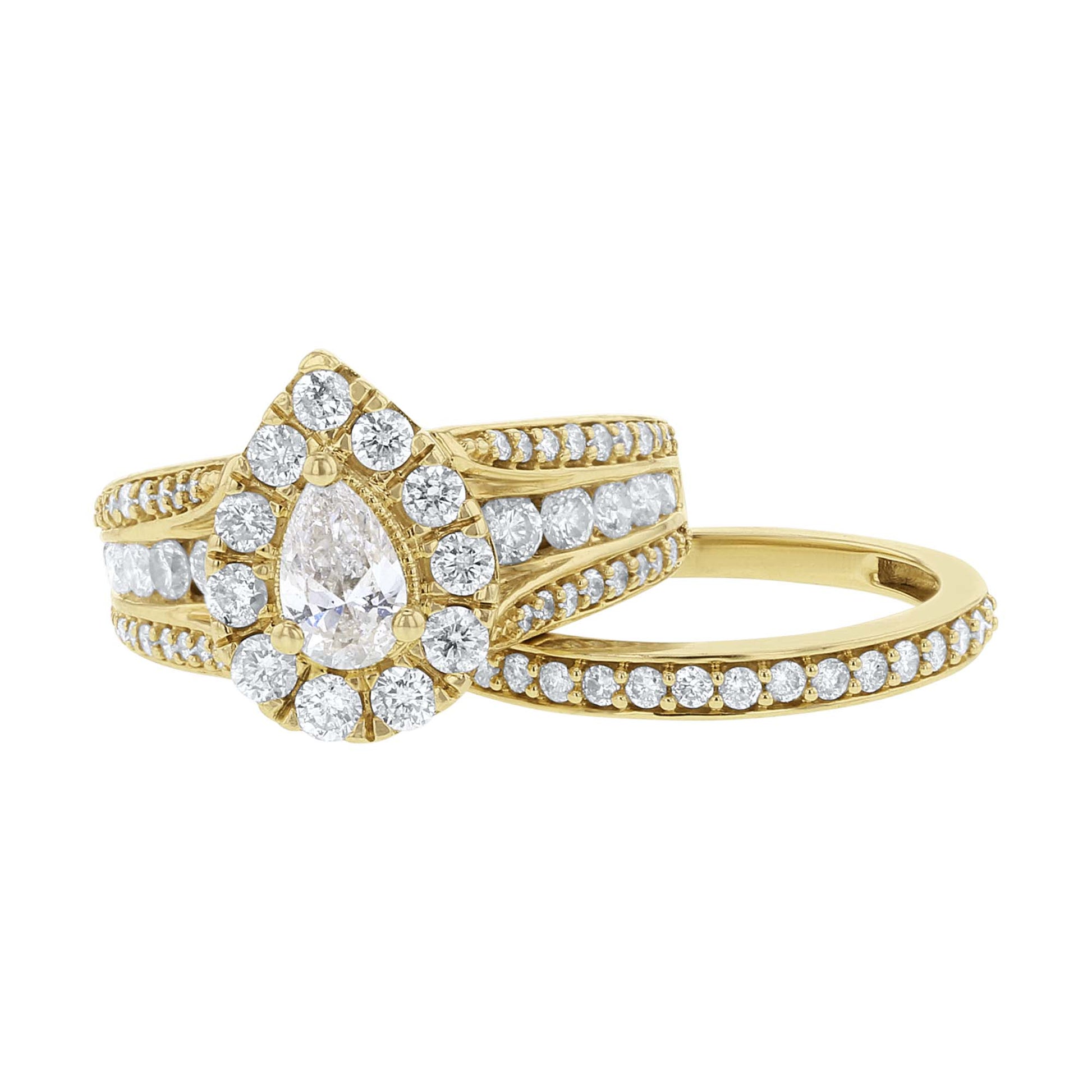 Donatella Pear Halo Ready for Love Diamond Bridal Set