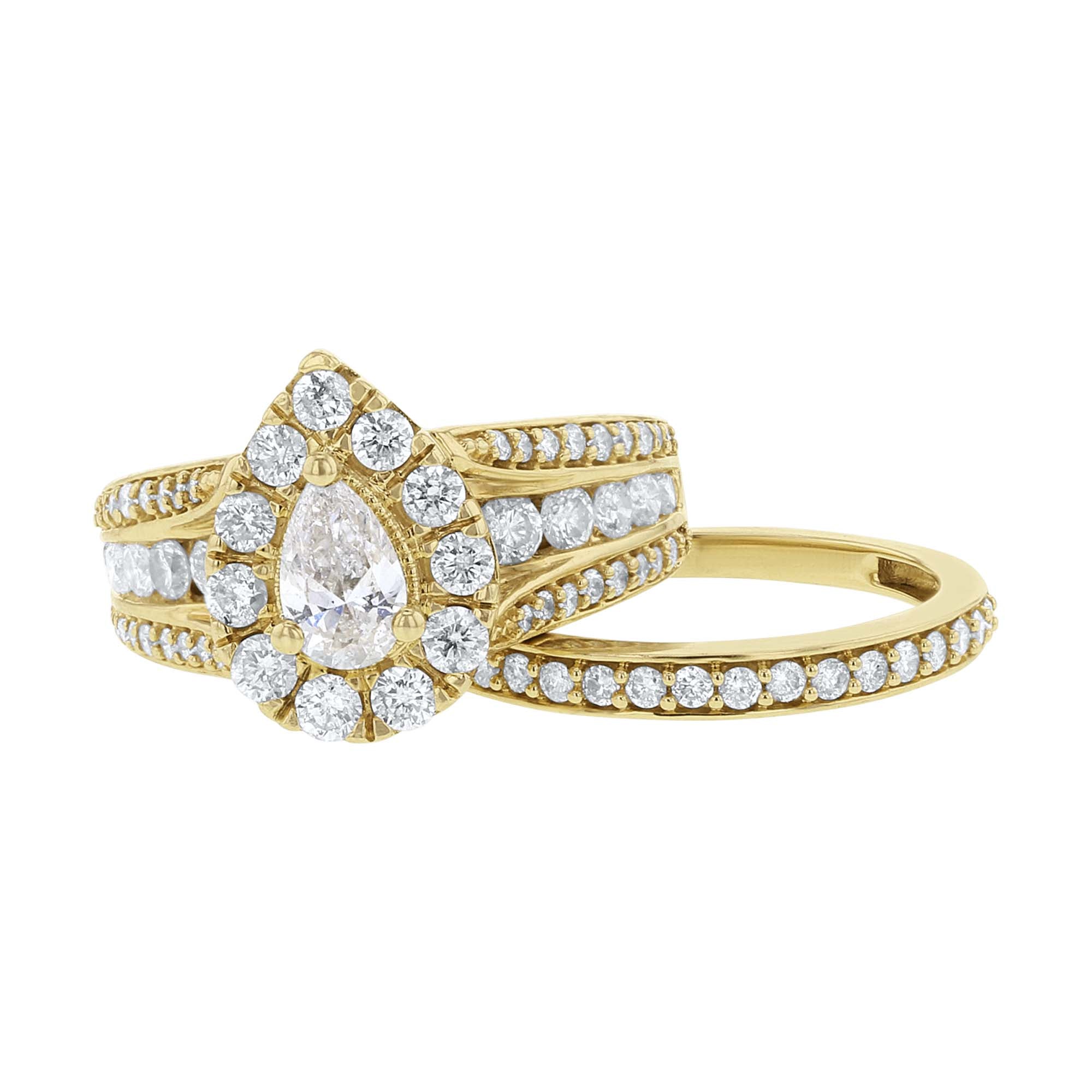 Donatella Pear Halo Ready for Love Diamond Bridal Set