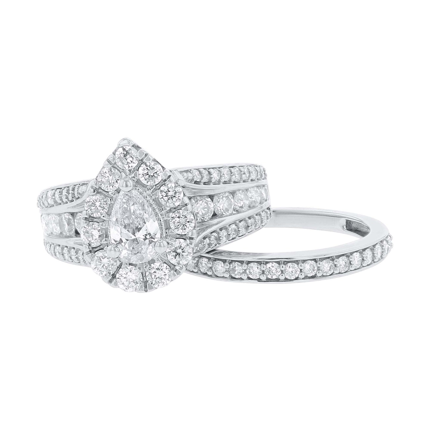Donatella Pear Halo Ready for Love Diamond Bridal Set