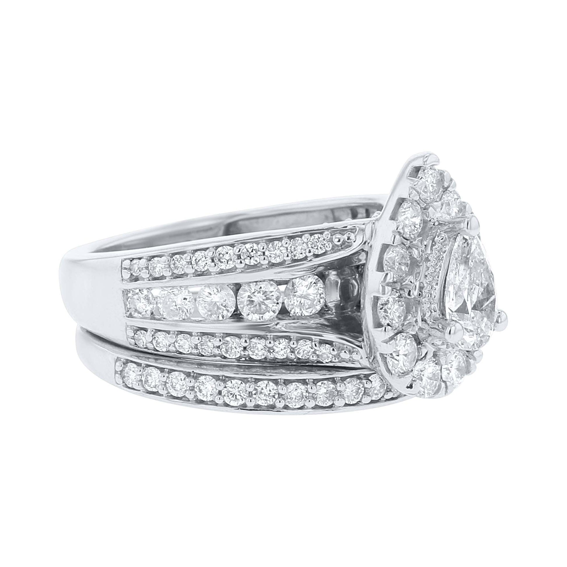 Donatella Pear Halo Ready for Love Diamond Bridal Set