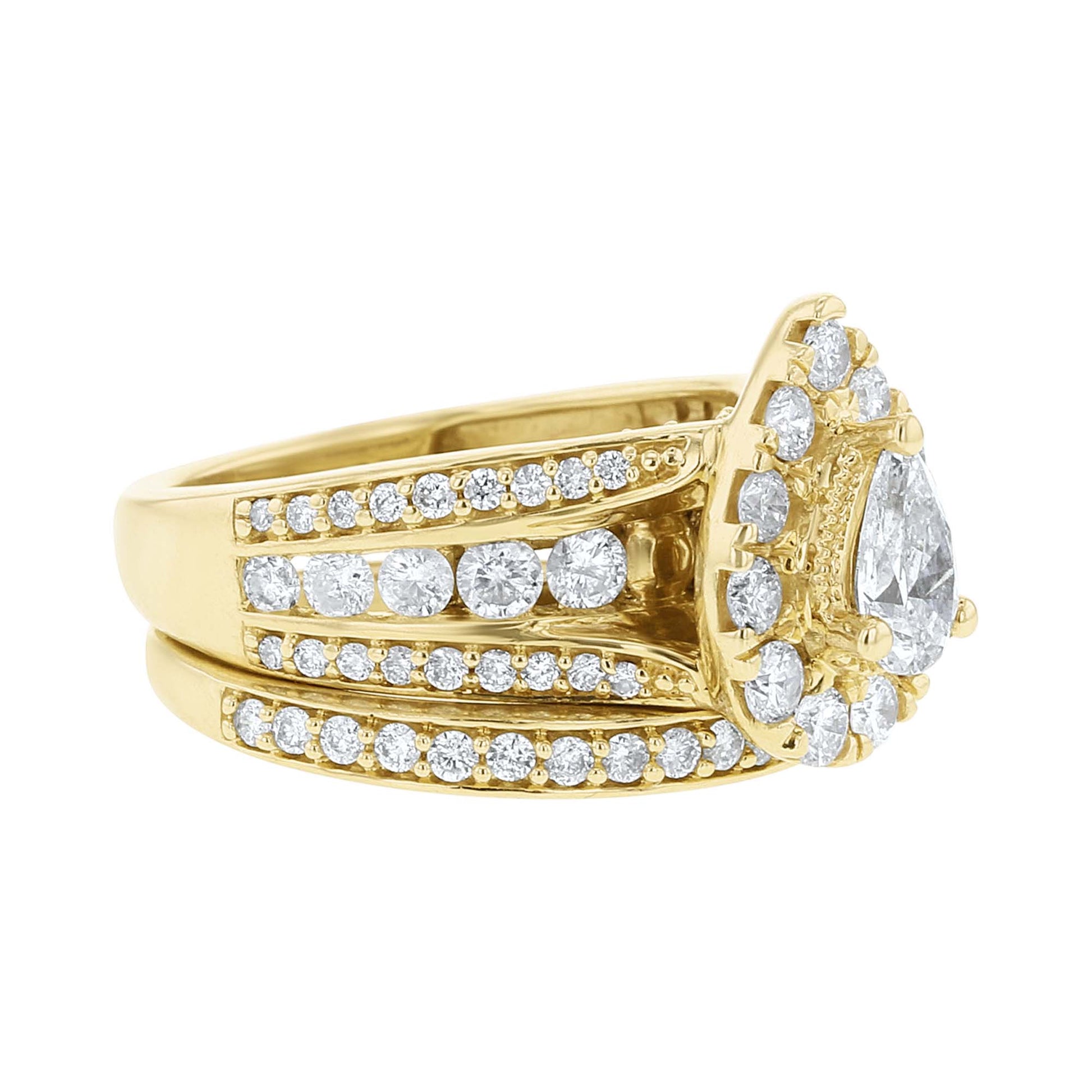 Donatella Pear Halo Ready for Love Diamond Bridal Set