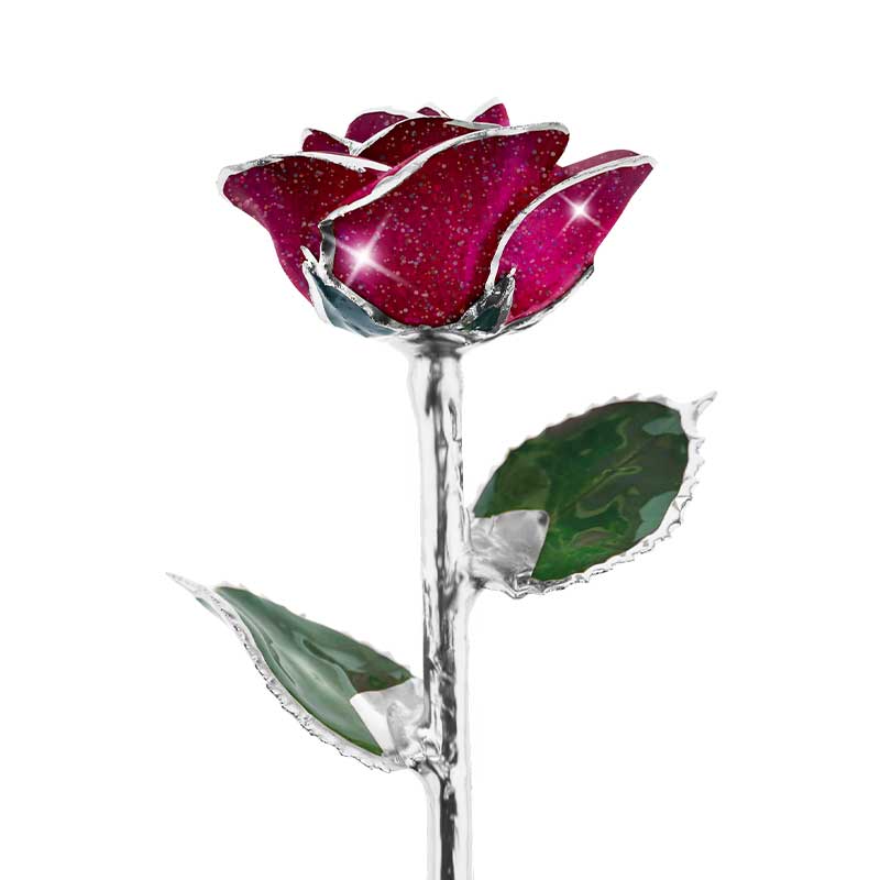 Sparkling Red Wine Platinum Dipped Rose
