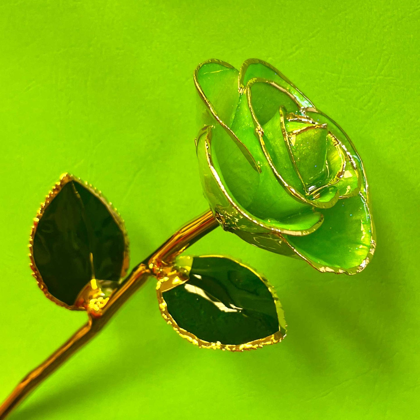 Neon Green 24kt Gold Dipped Rose