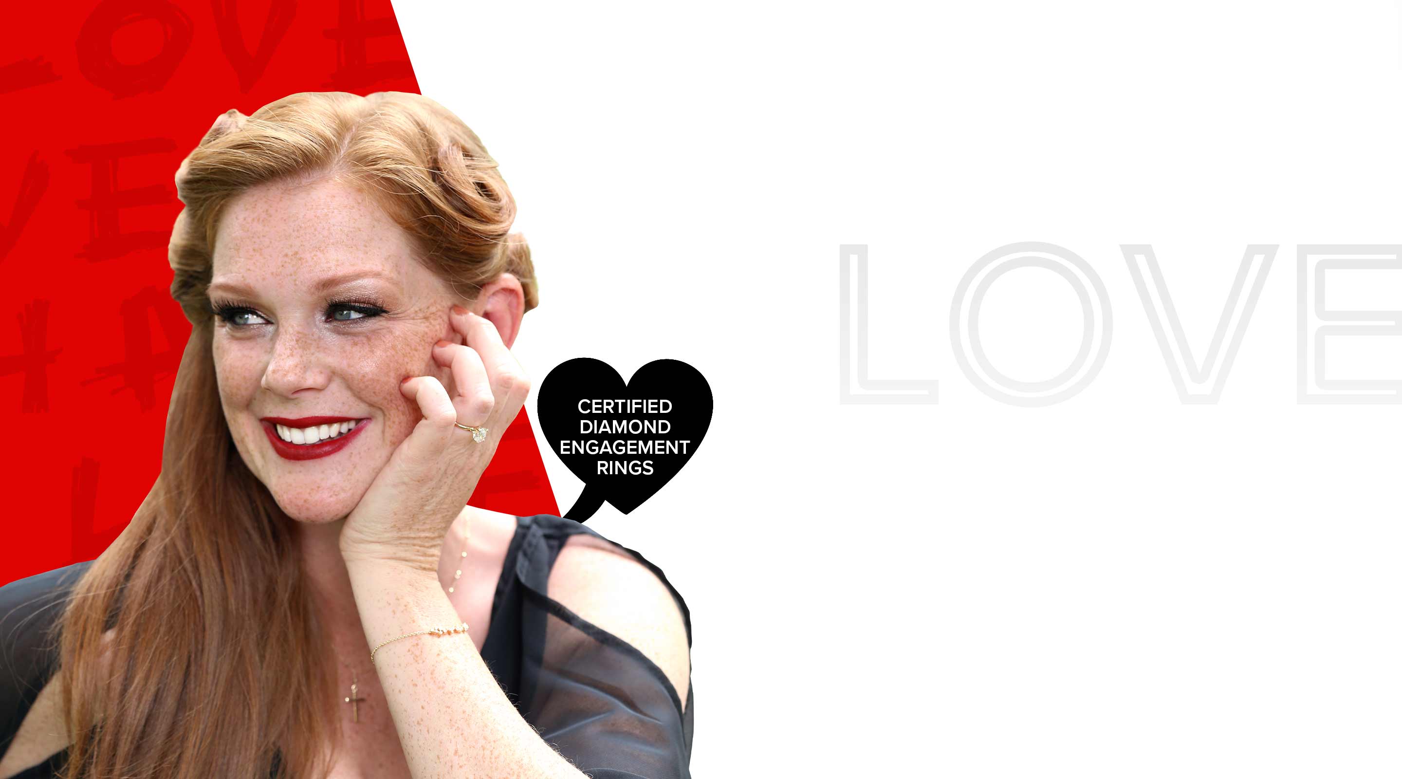 A woman smiling wearing one of our beautiful Certified Diamond Engagement Rings.