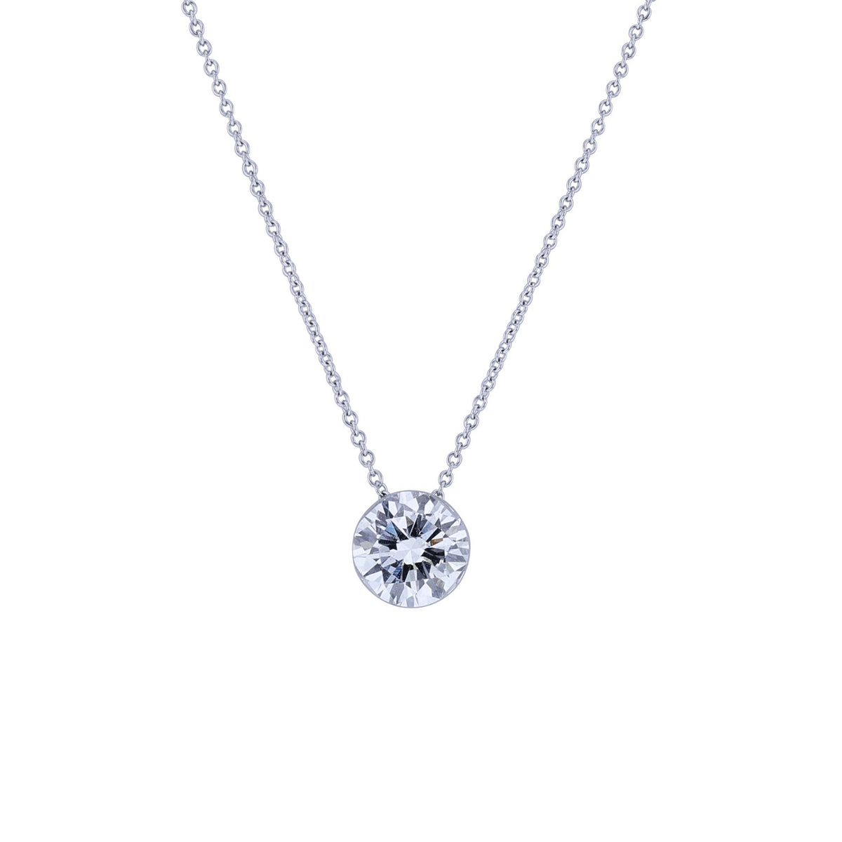 Aura Lab Grown Diamond Bezel Solitaire Necklace 2ct