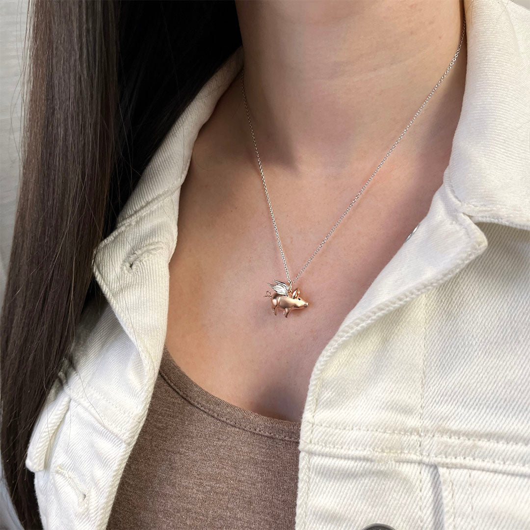 Octavian Flying Pig Diamond Necklace